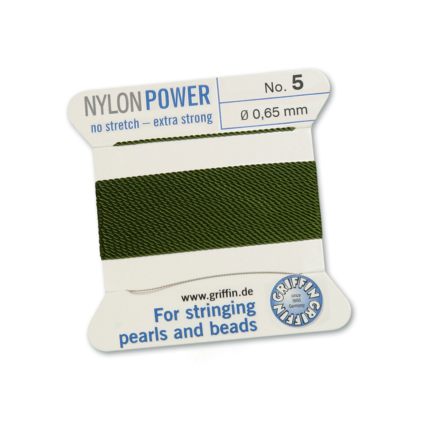 Bead Cord NylonPower, Olive Green, No. 5 - 2 m