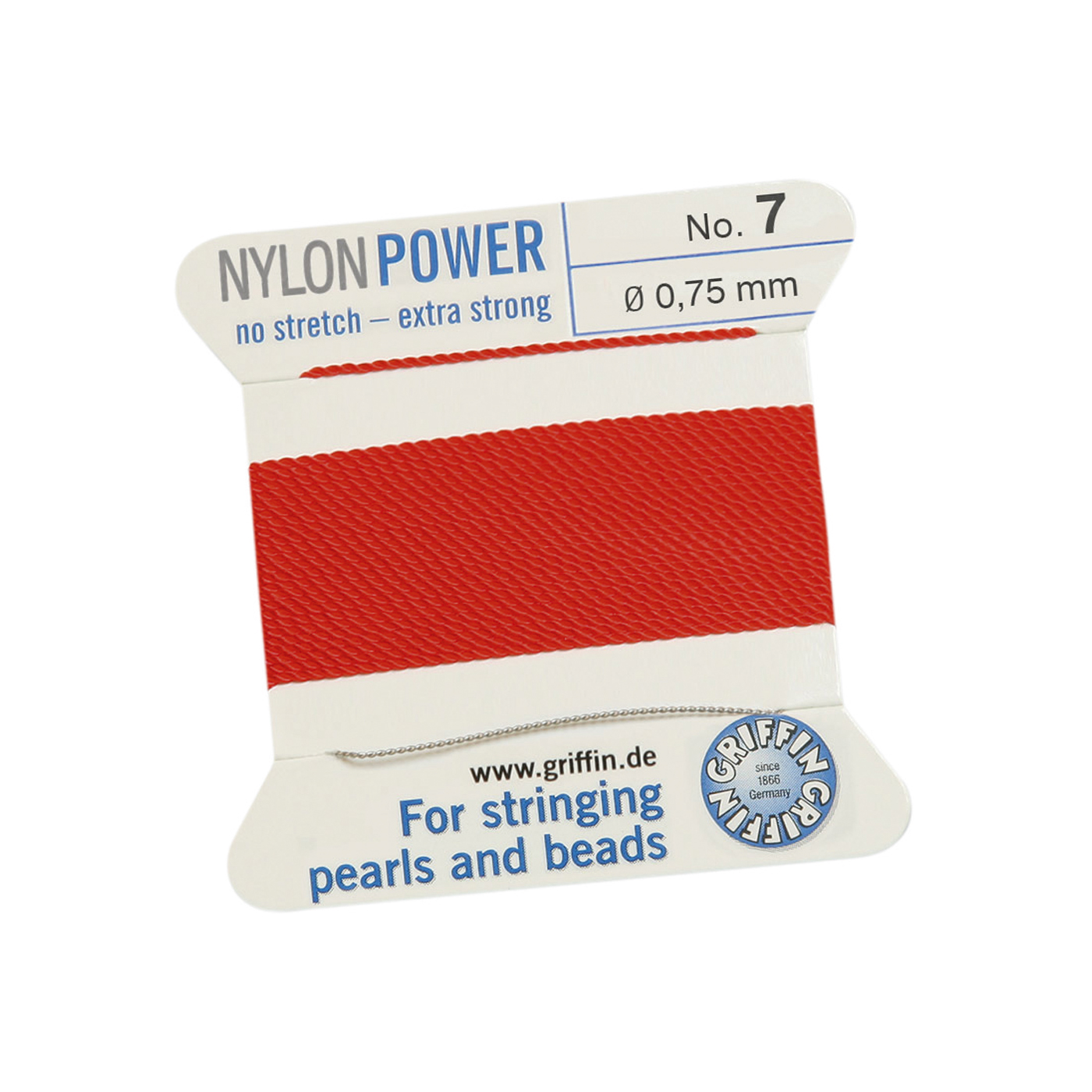 Bead Cord NylonPower Perlseide, rot, Nr. 7 - 2 m