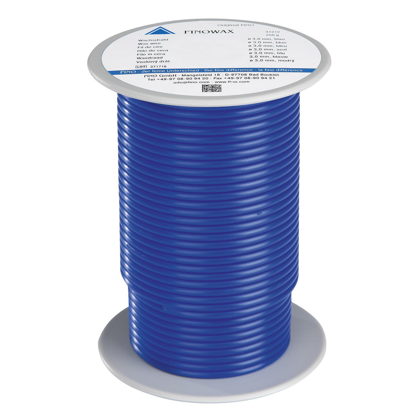 FINOWAX Wax Wire, ø 3.0 mm, Hard, Blue - 250 g