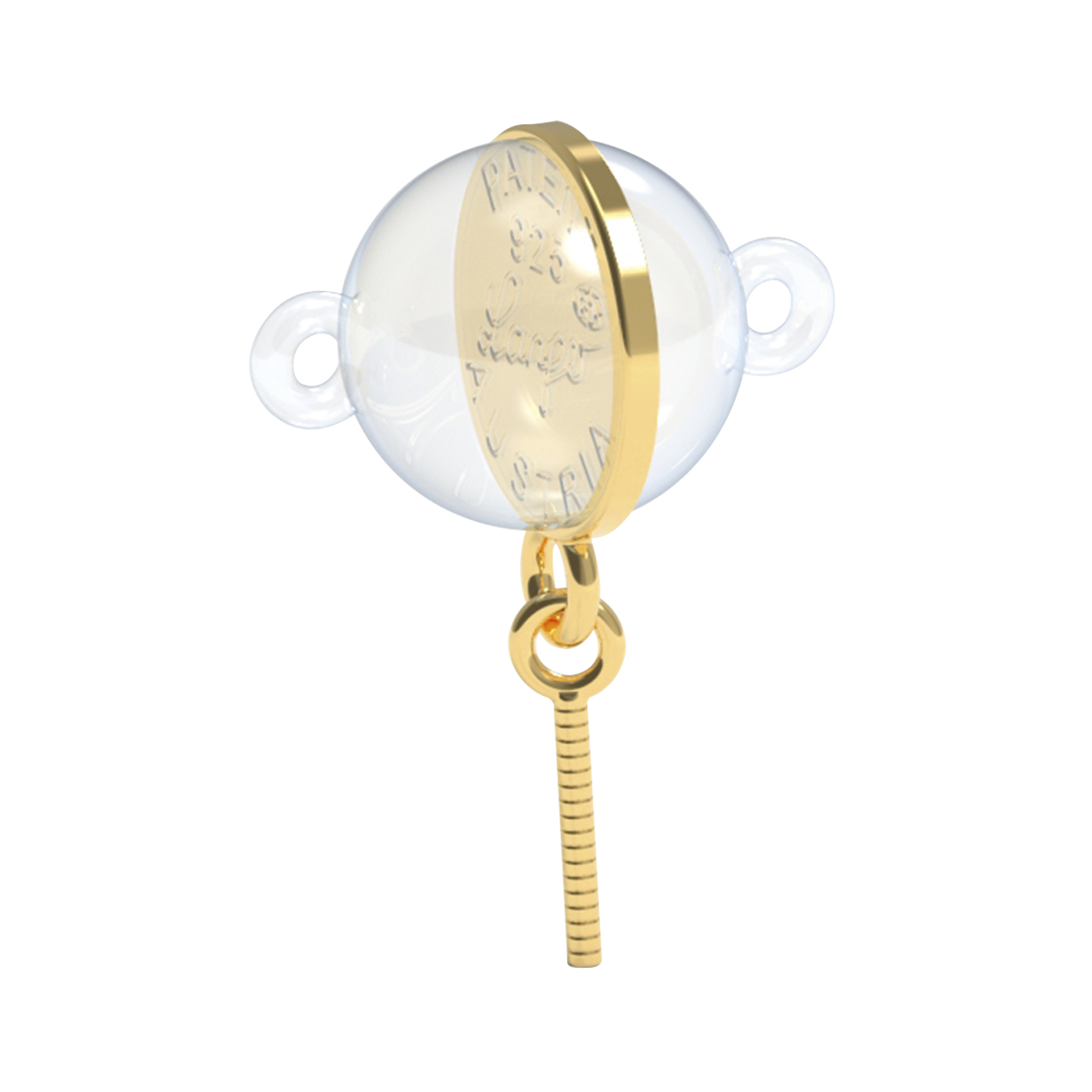 Langer Magnetschließen Halterung "AddOn", 925 Ag vergoldet, ø 10 mm, mit Perlstift - 1 Stück Langer Magnetschließen Halterung "AddOn", 925 Ag vergoldet, ø 10 mm, mit Perlstift - 1 Stück