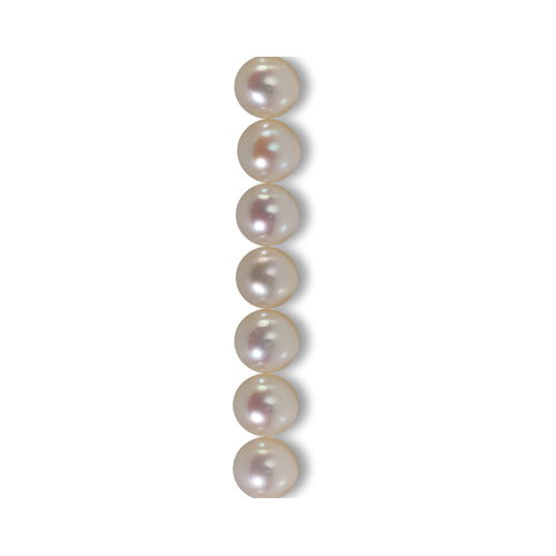 Perlstrang, SW-ZP, 9,5-10,0 mm, weiß, semirund, AA+ - 1 Stück