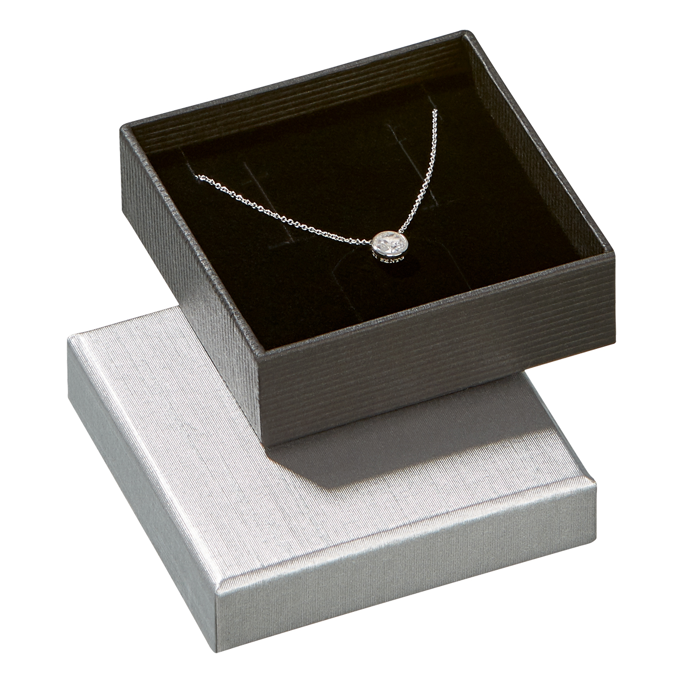 Schmucketui "Classics", silber/schwarz, 50 x 55 x 32 mm - 1 Stück Schmucketui "Classics", silber/schwarz, 50 x 55 x 32 mm - 1 Stück