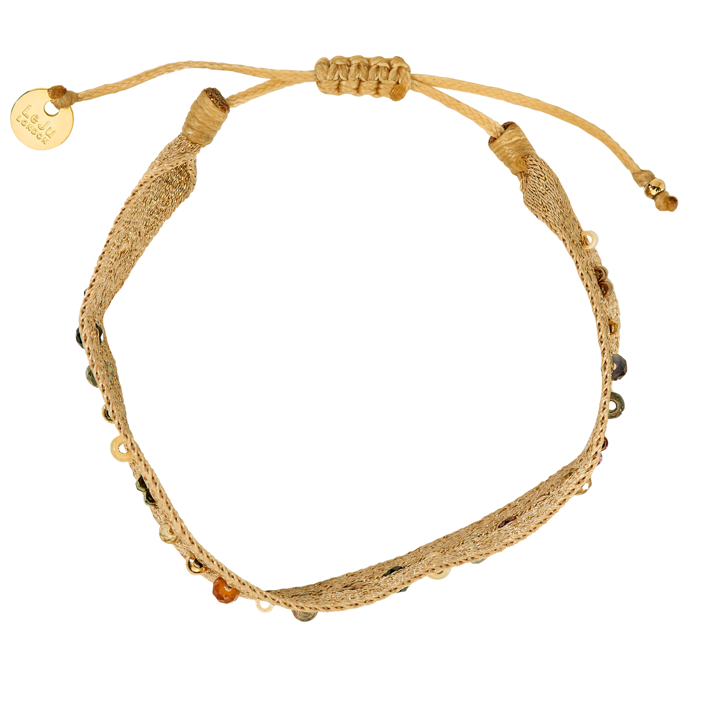 Armband, Polyesterband flach, 19 cm,  Glasperlen ø 2,0 mm - 1 Stück