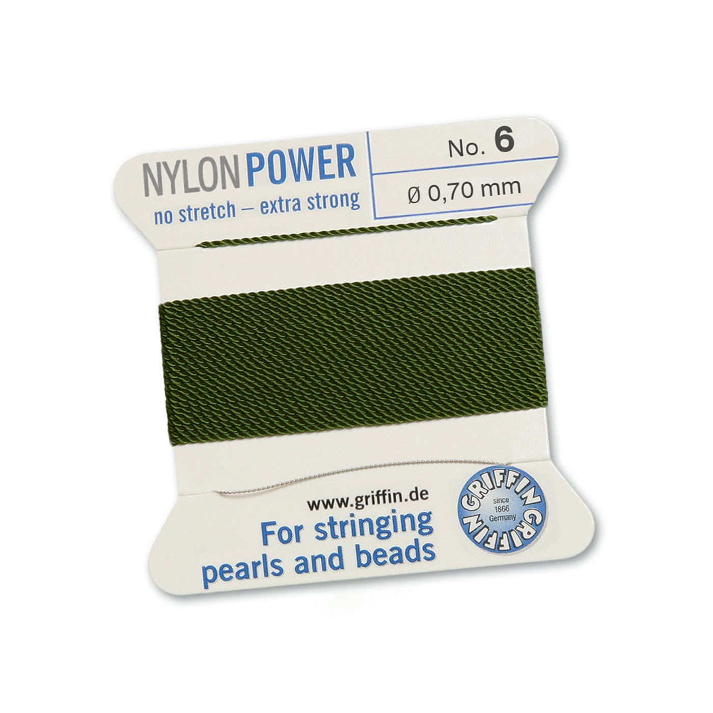Bead Cord NylonPower Perlseide, olivgrün, Nr. 6 - 2 m