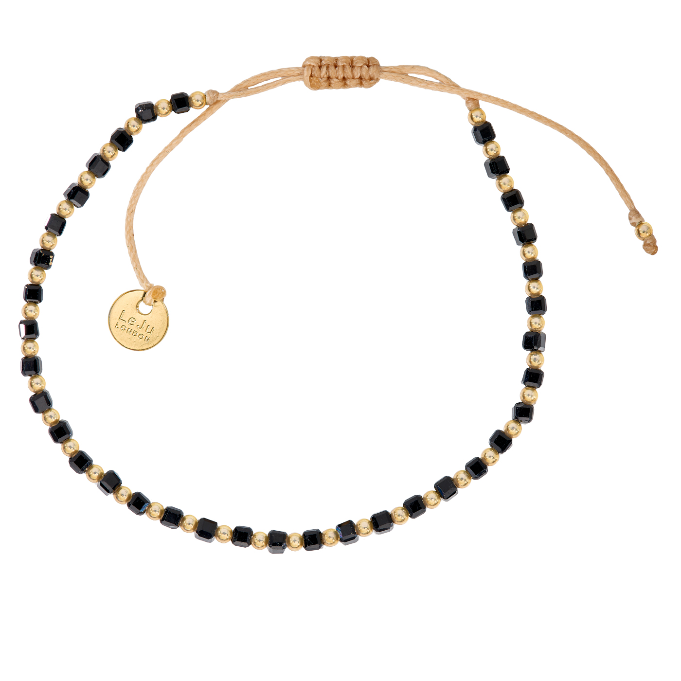 Armband, Flechtkordel, 19 cm, Messing verg., Spinell  ø3,0mm - 1 Stück