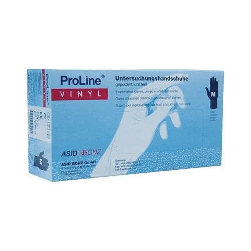 ProLine Vinyl Gloves, Size L, Powdered - 100 pieces