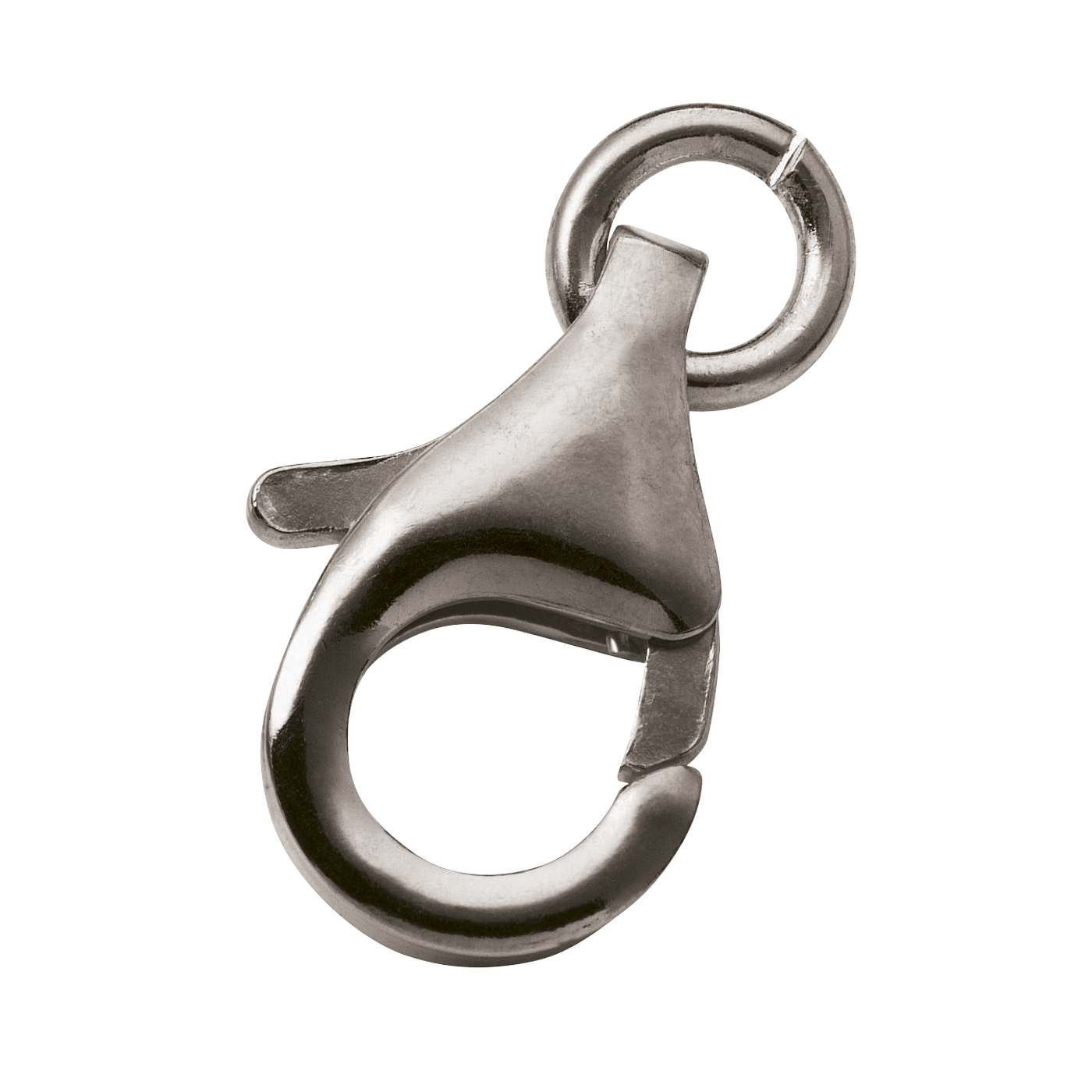 Karabiner, 925 Ag rhodiniert, 13 mm, mit Bindering - 1 Stück