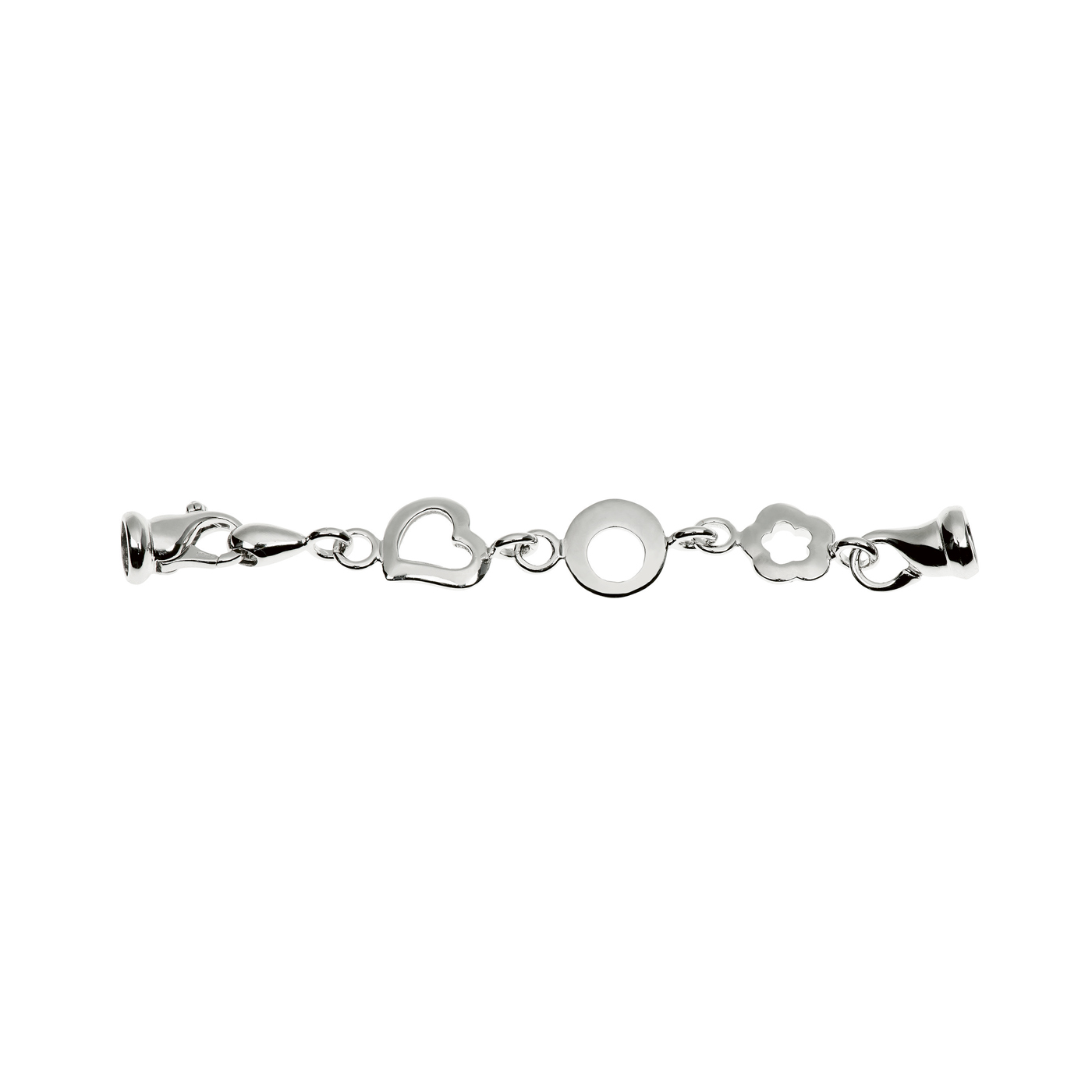 Elongation Chain, 925Ag Rhodium-Plated, 77 mm,Hearts/Flowers - 1 piece