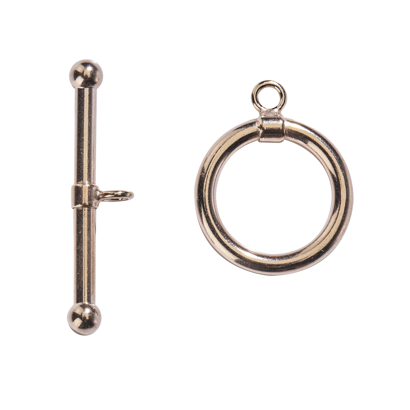 Knebelverschluss, 925 Ag rosé verg., ø 15 mm, geschl. Ösen - 1 Stück Knebelverschluss, 925 Ag rosé verg., ø 15 mm, geschl. Ösen - 1 Stück