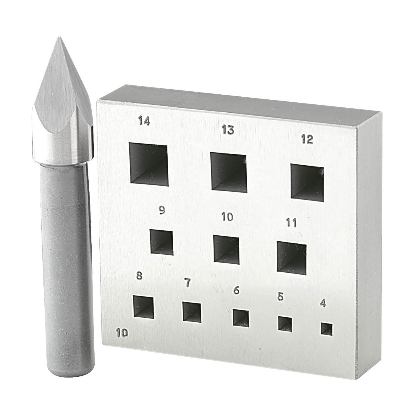 Upsetting Matrix with Stamp, Square, 4 - 14 mm - 1 set Upsetting Matrix with Stamp, Square, 4 - 14 mm - 1 set