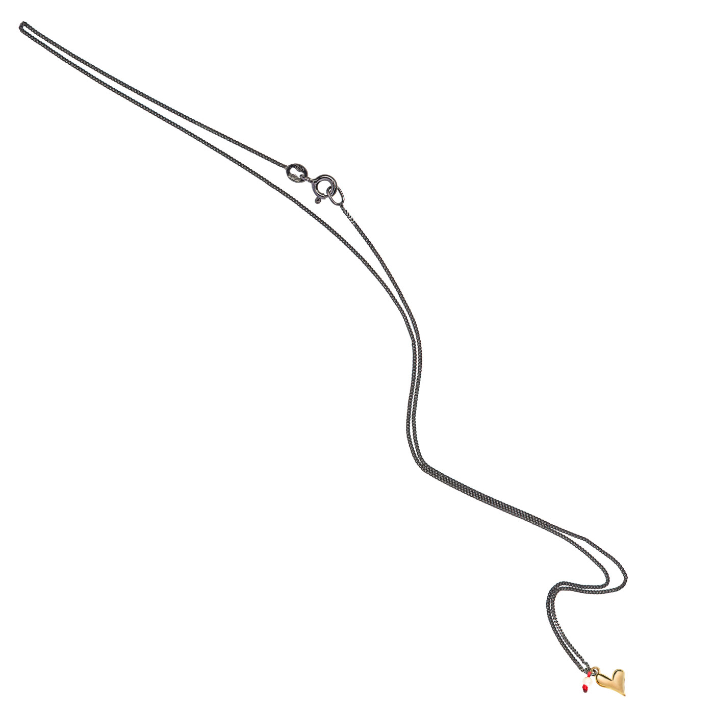 Halskette, 925Ag, oxyd. 42 cm, mit Herz 585G - 1 Stück