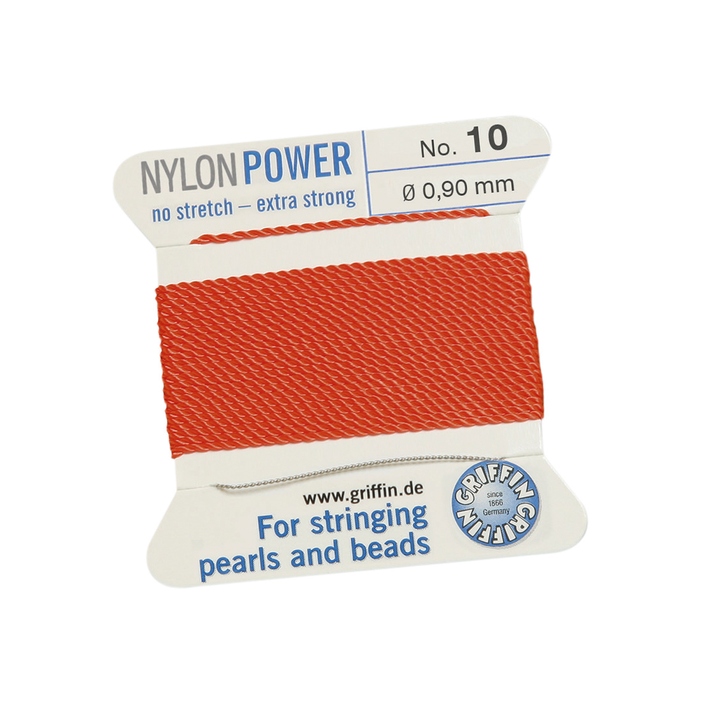 Bead Cord NylonPower Perlseide, korallrot, Nr. 10 - 2 m