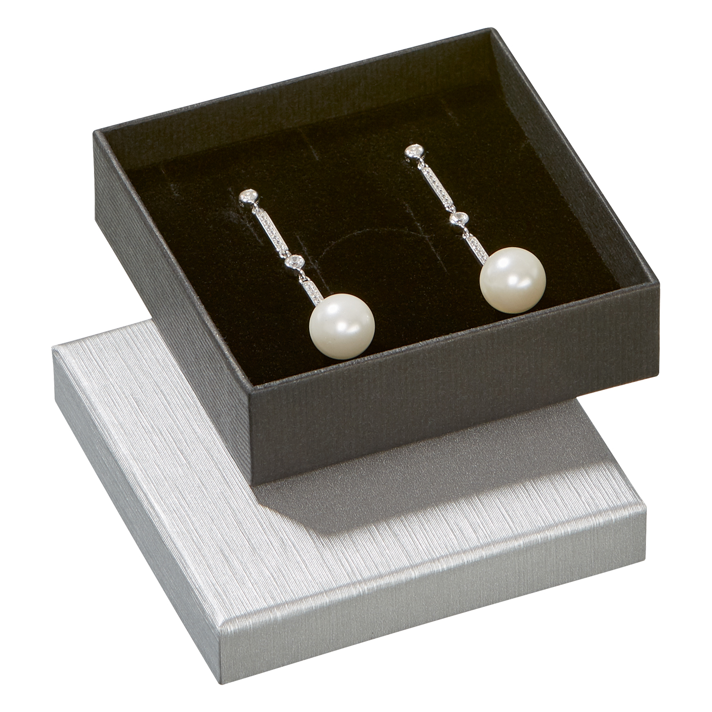 Schmucketui "Classics", silber/schwarz, 78 x 78 x 22 mm - 1 Stück Schmucketui "Classics", silber/schwarz, 78 x 78 x 22 mm - 1 Stück