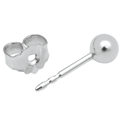 Kugelohrstecker, 925 Ag, ø 4 mm, mit Ohrmutter - 1 Stück