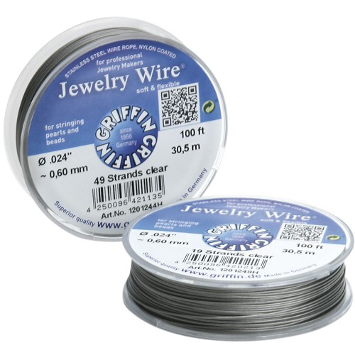 Jewelry Wire Steel Wire, Steel-Coloured, 19 Strands,ø 0.53mm - 30,5 m