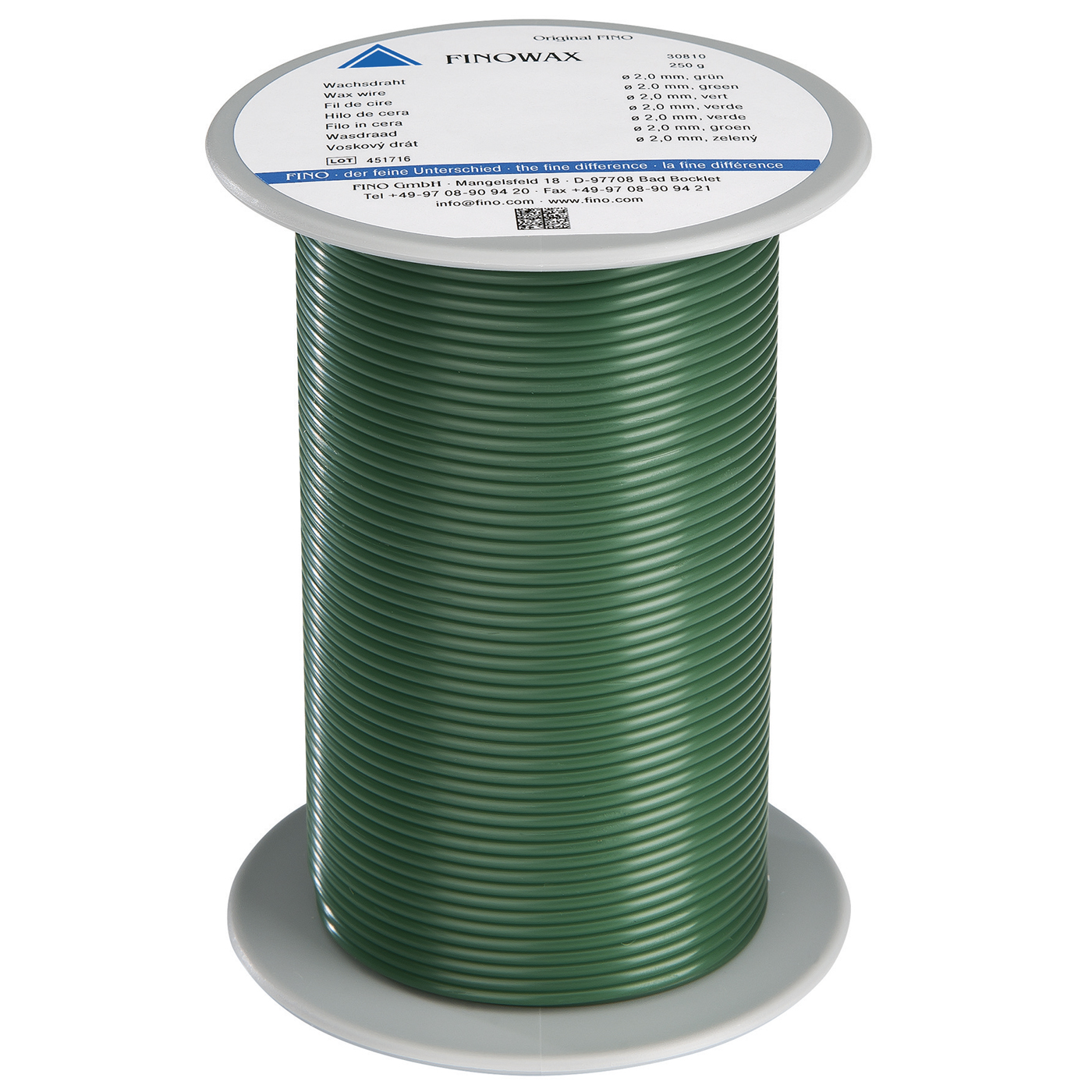 FINOWAX Wax Wire, ø 2.0 mm, Medium Hard, Green - 250 g