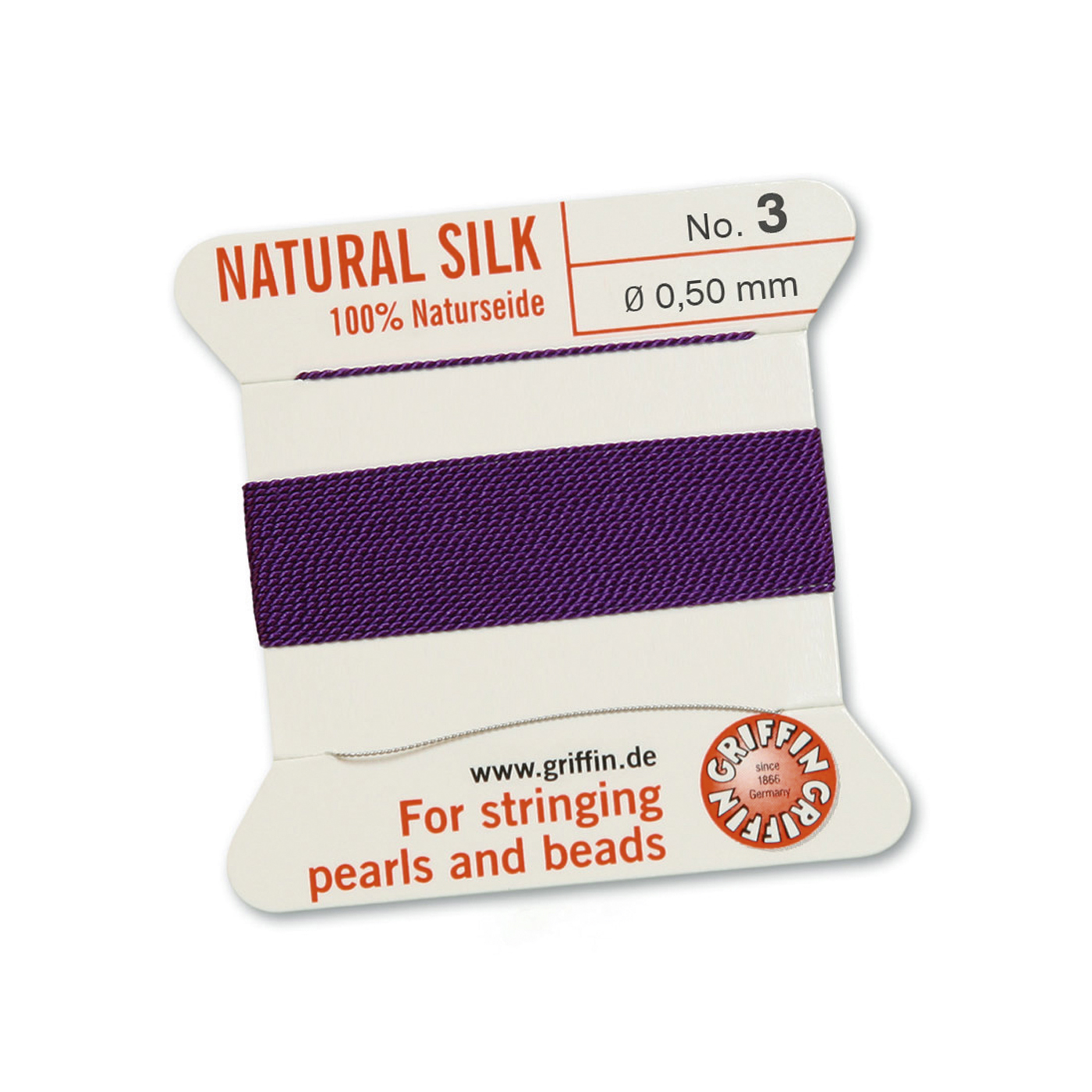 Bead Cord 100% Natur-Perlseide, amethyst, Nr. 3 - 2 m