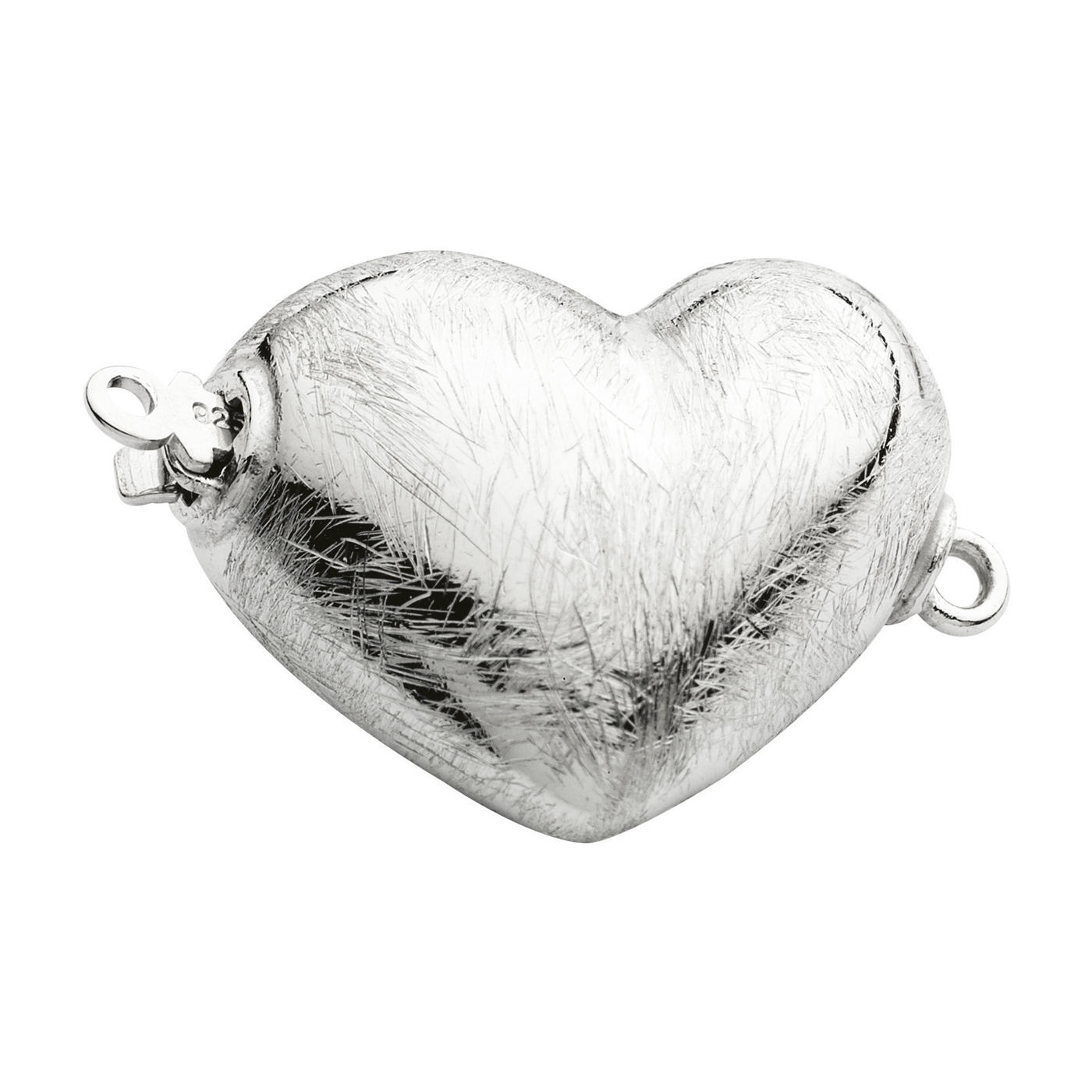 Clasp, Heart, 925Ag Rhod.-Plated Ice Matt, 20 x 17 mm - 1 piece