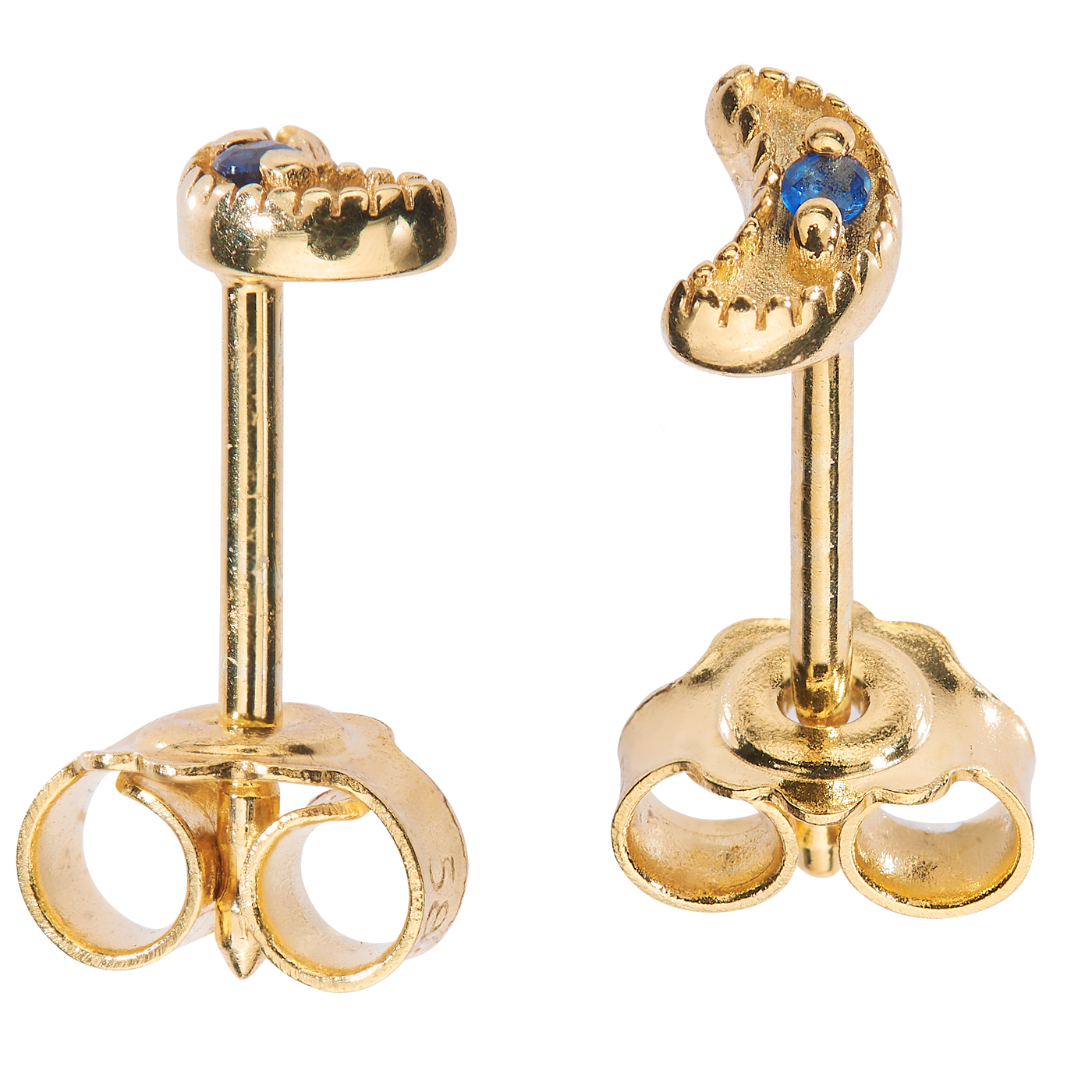 Ohrstecker, 585G, halbmondform 4,2 x 2,8 mm, Safir à 0,02 ct - 1 Paar