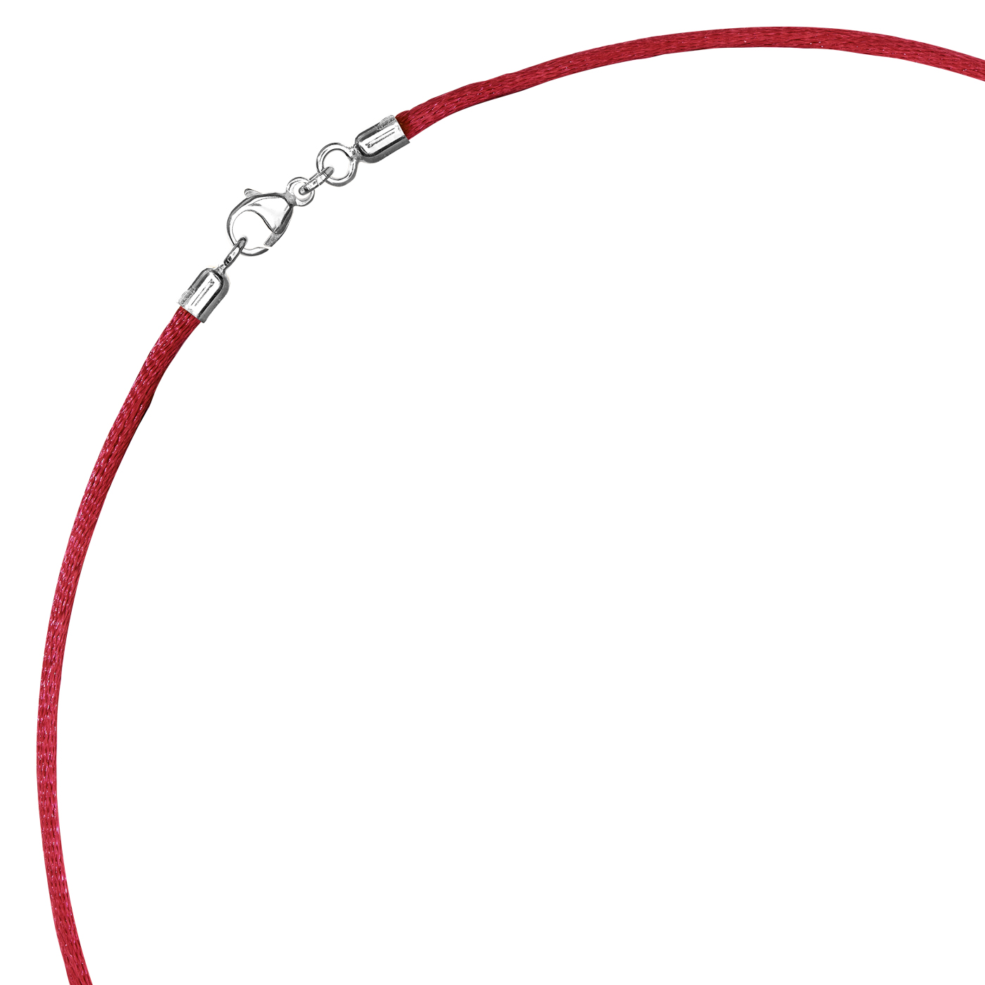Satinband, 42 cm, ø 2 mm, burgundy, m. Karabiner 925 Ag rhod - 42 cm