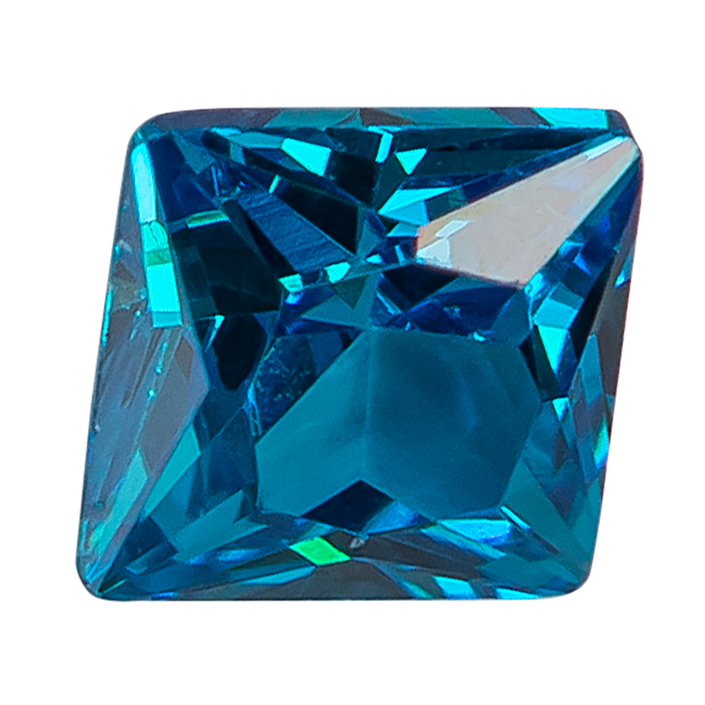 Zirkonia, carré, facettiert, swiss blue, 2 x 2 mm - 1 Stück