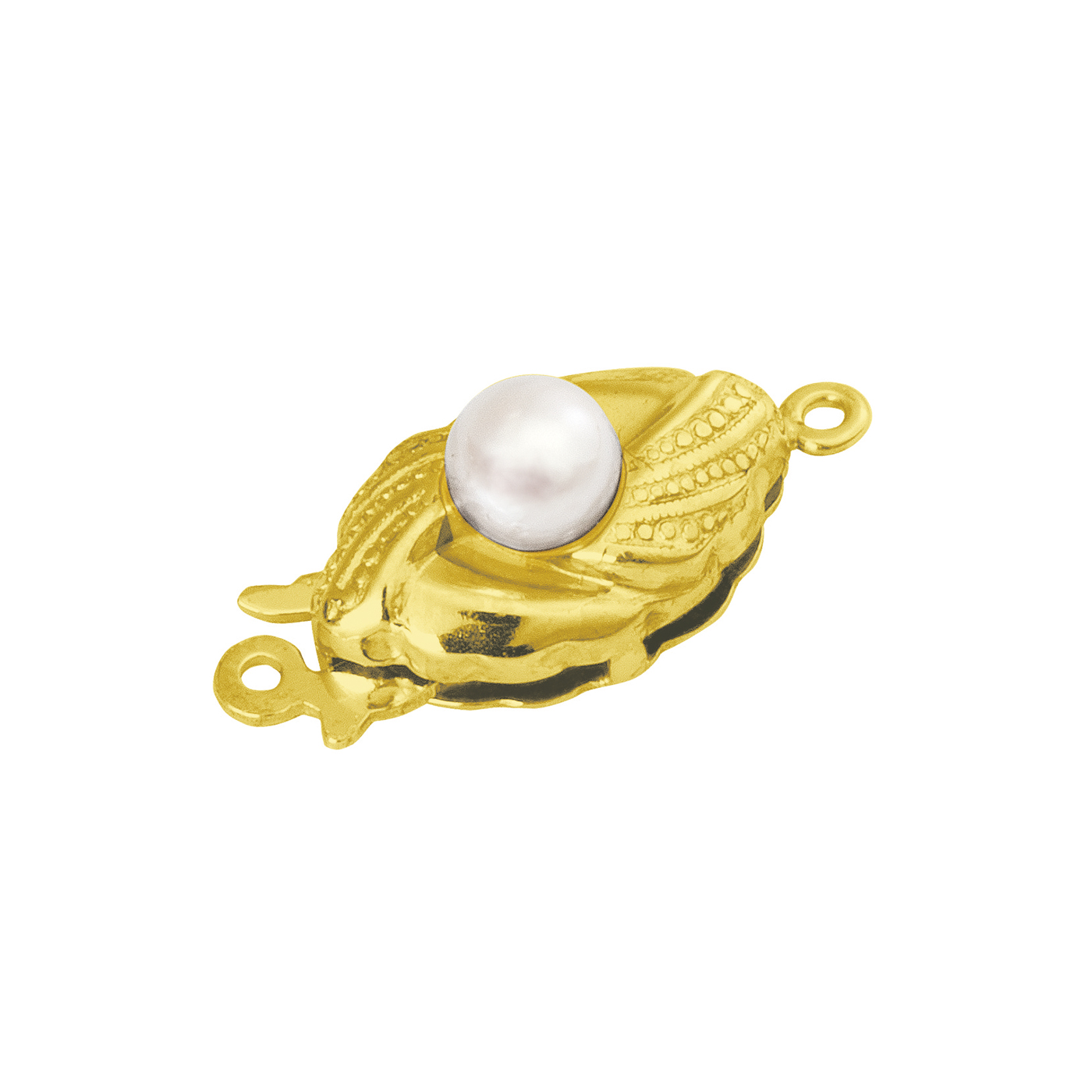 Clasp, Navette w/FWP ø 3.5mm, 925Ag Gold-Plated, 8.5x13.5mm - 1 piece