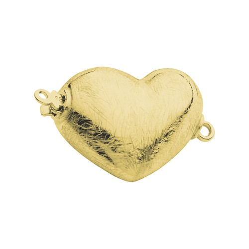 Clasp, Heart, 925Ag Gold-Plated Ice Matt, 20 x 17 mm - 1 piece