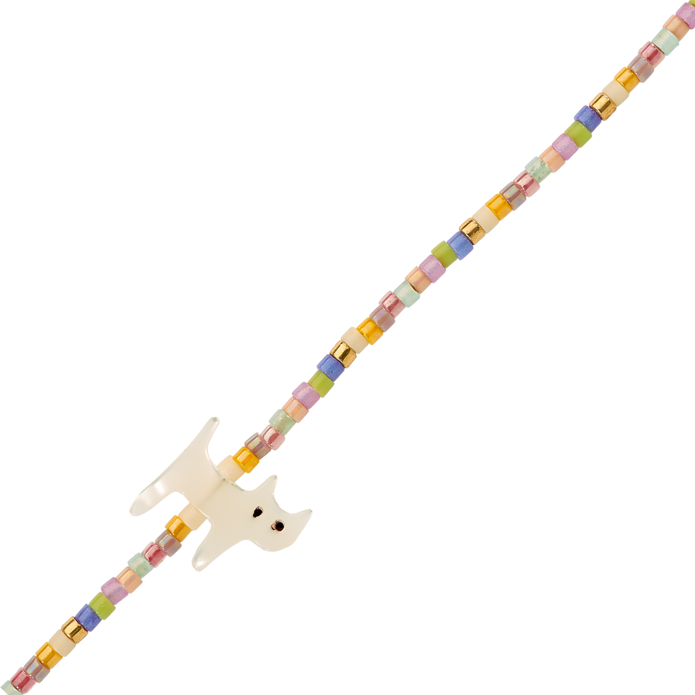Armband, Flechtkordel, 17 cm, Katzenmotiv, Glas ø 2,0 mm - 1 Stück