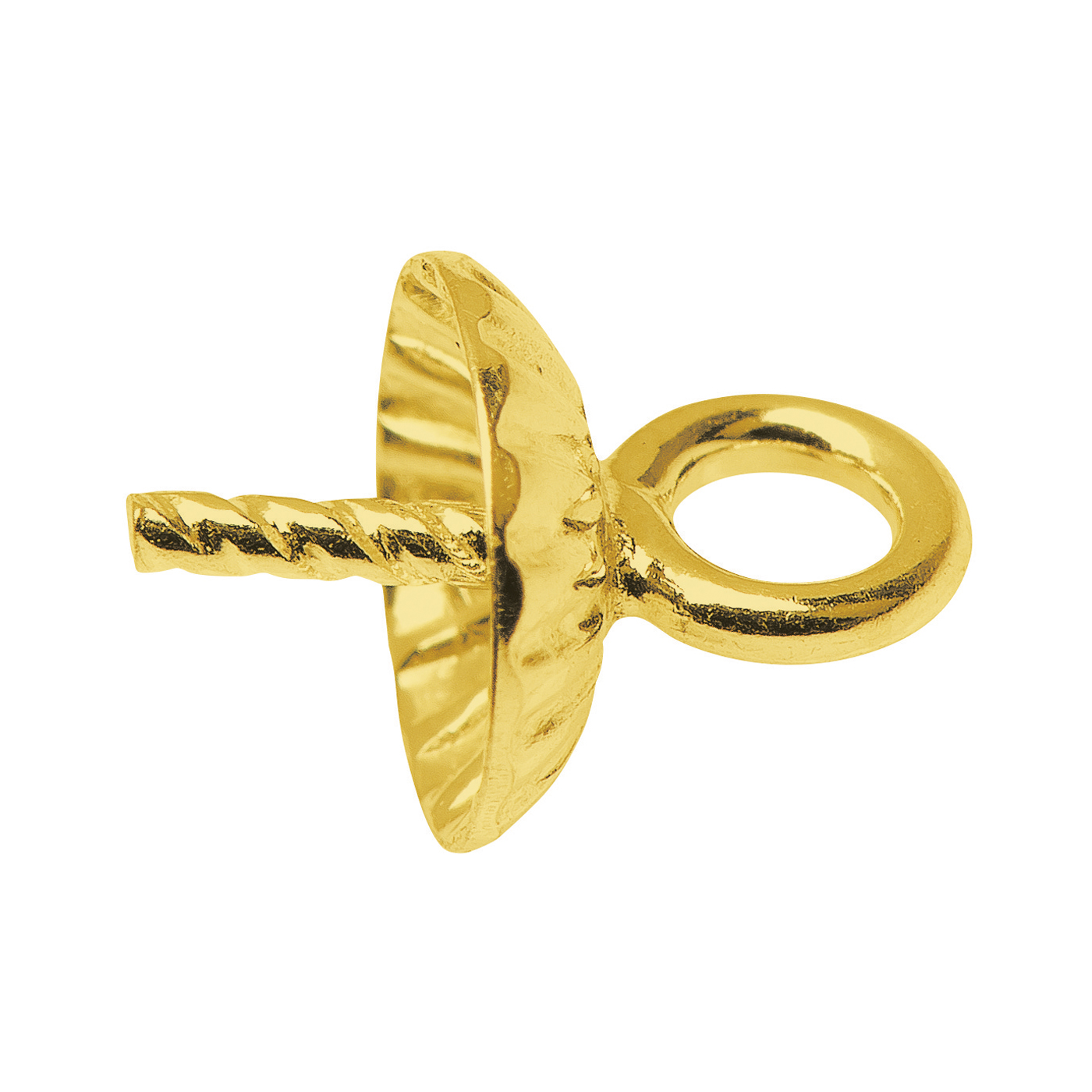 Pearl Cup Pendant, 750G, ø 4 mm, Grooved - 1 piece