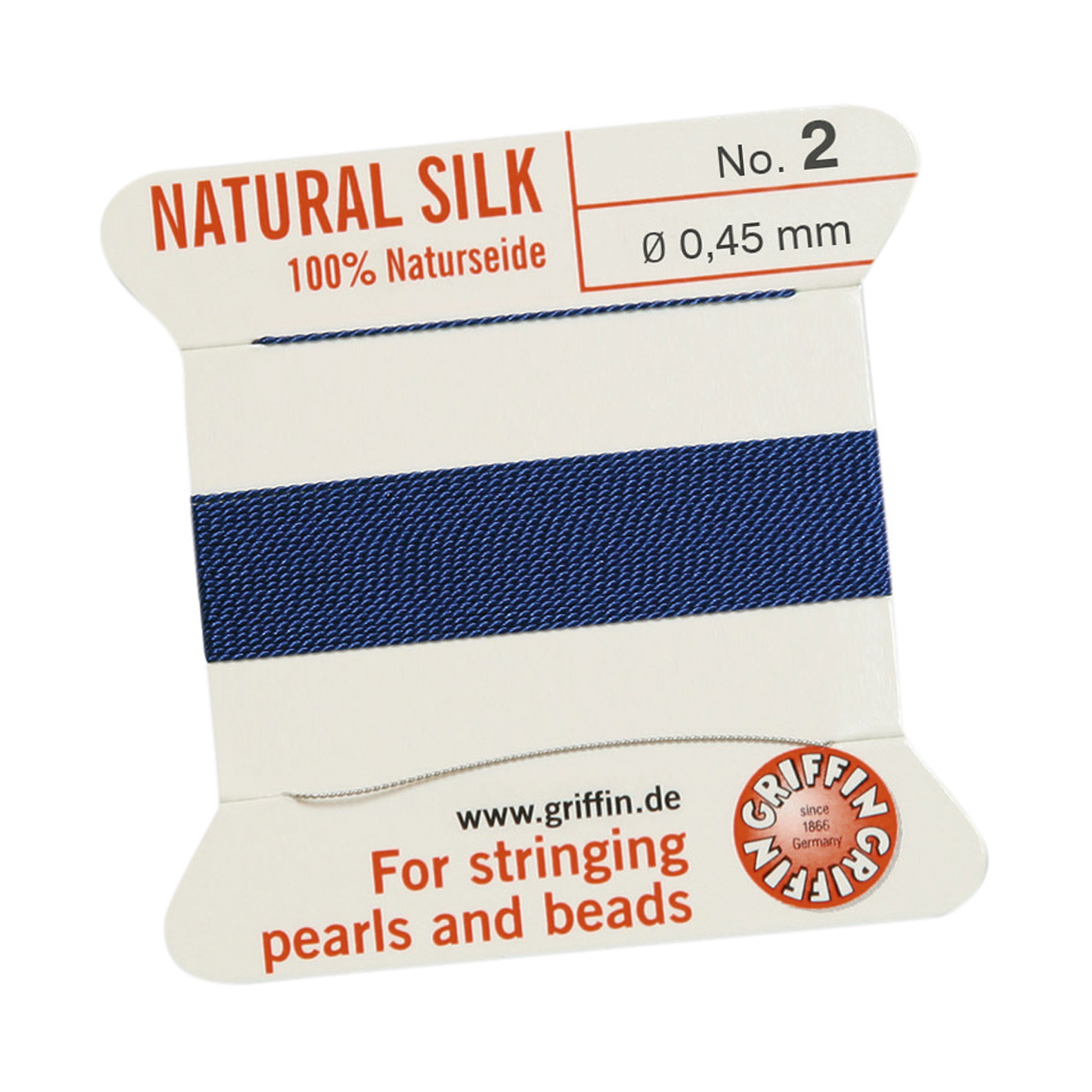 Bead Cord 100% Natur-Perlseide, dunkelblau, Nr. 2 - 2 m