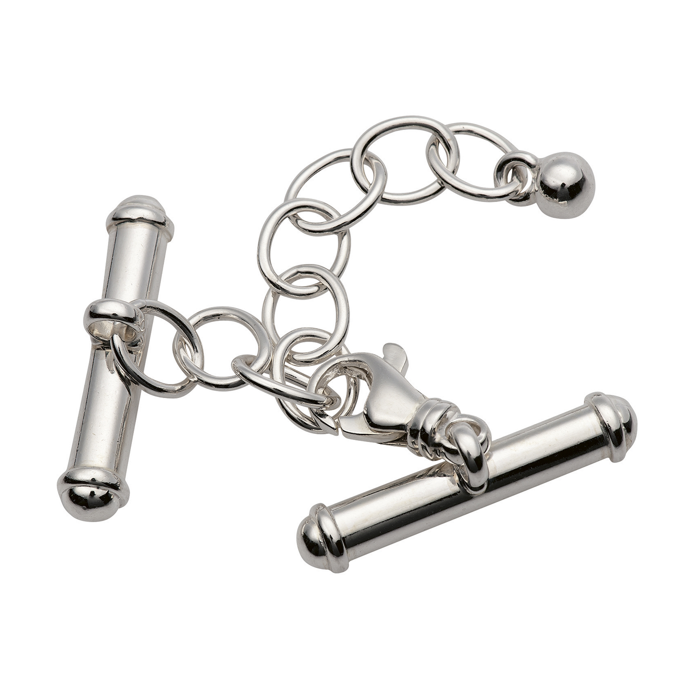 Clasp with Chain 3 Rows, 925Ag, 30 mm - 1 piece