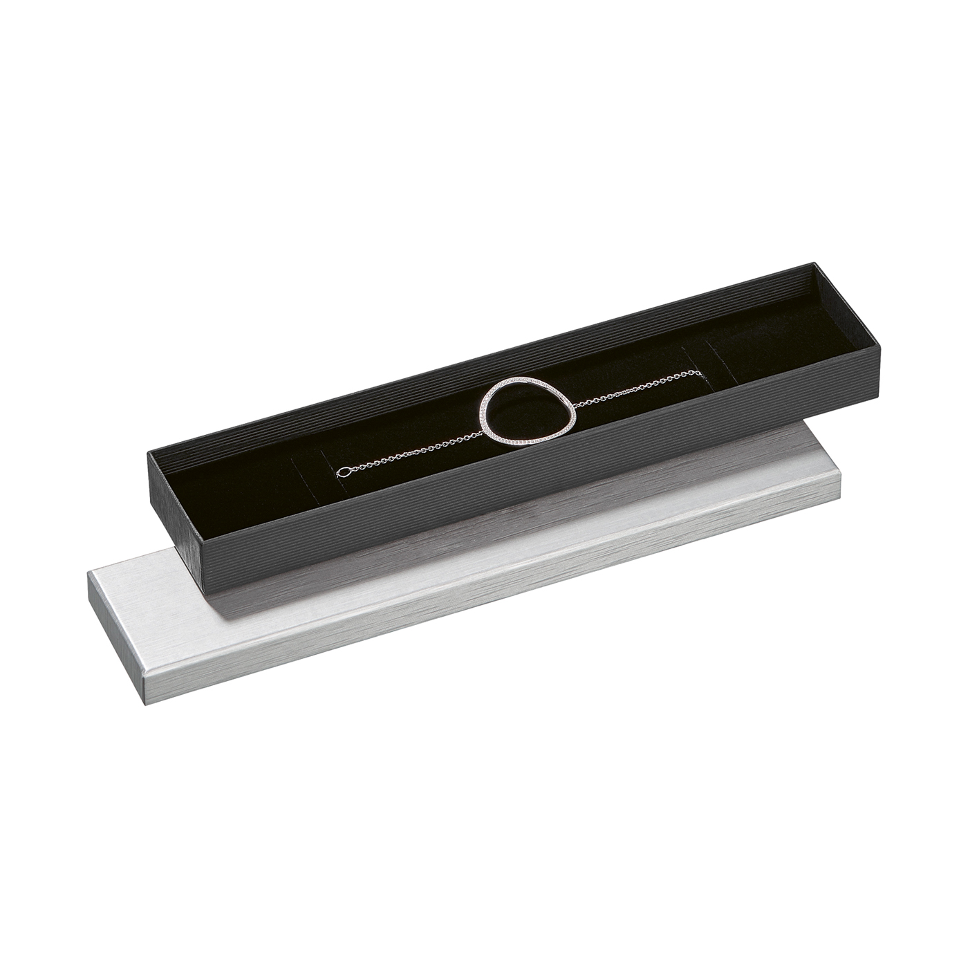 Schmucketui "Alu-Elle", alu/schwarz, 256 x 56 x 26 mm - 1 Stück