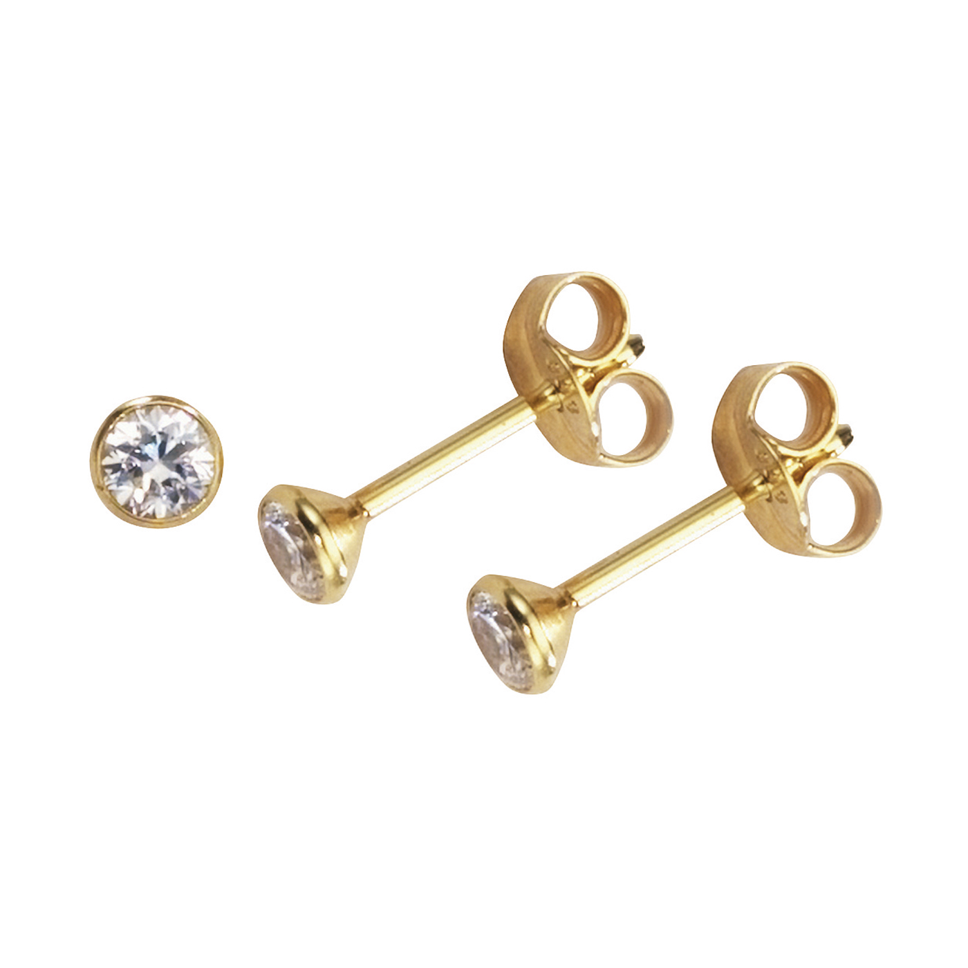 FBM Ohrstecker, 333 G, Zirkonia weiß, ø 3,50 mm - 1 Paar