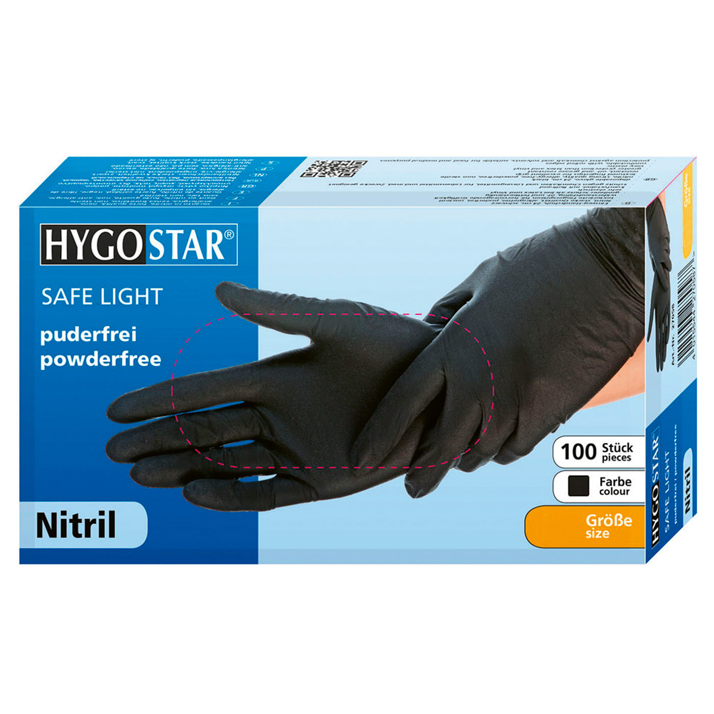 Hygostar Safe Light Nitrile Gloves, size XL, black - 100 pieces