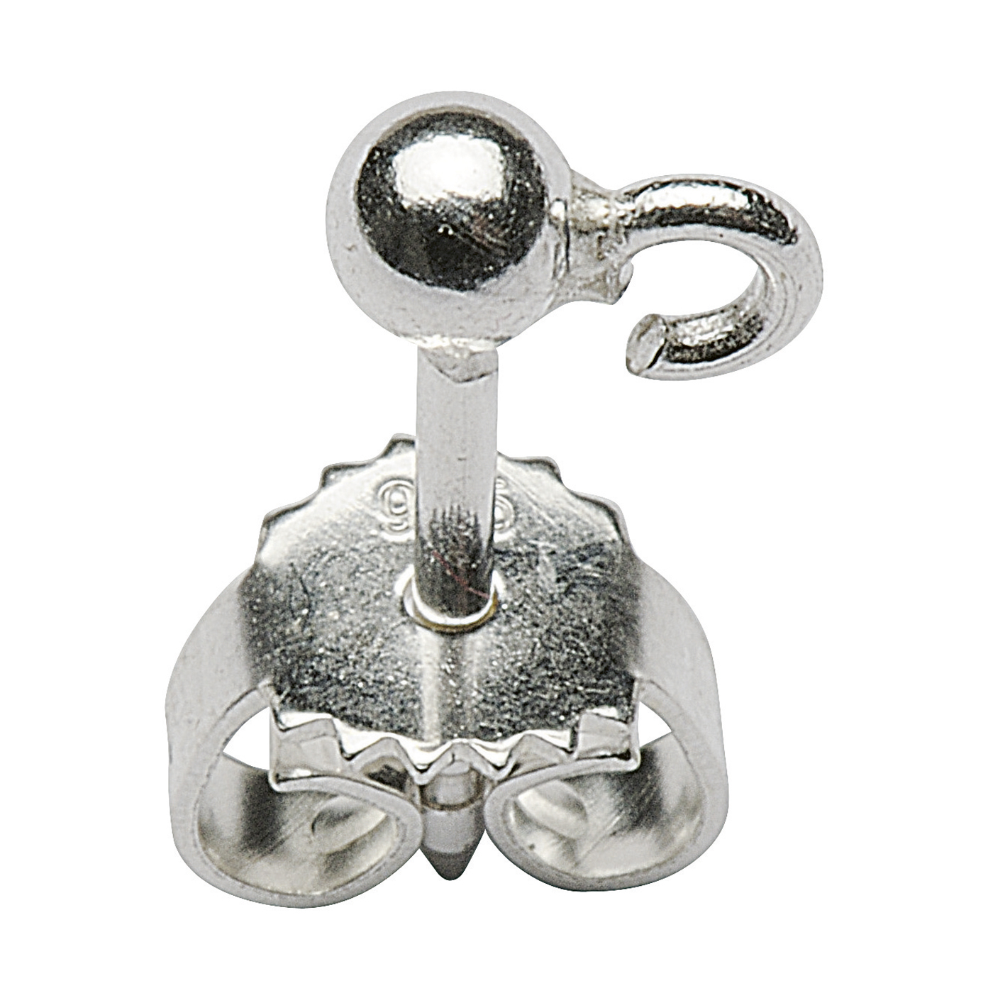 Kugelohrstecker, 925 Ag, ø 3 mm, mit Ohrmutter und Öse - 2 Stück Kugelohrstecker, 925 Ag, ø 3 mm, mit Ohrmutter und Öse - 2 Stück