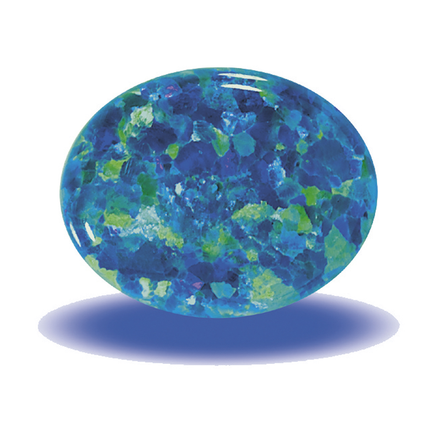 Opal Imitation, Blue-Green, Oval Cabochon, 6.00 x 4.00 mm - 1 piece