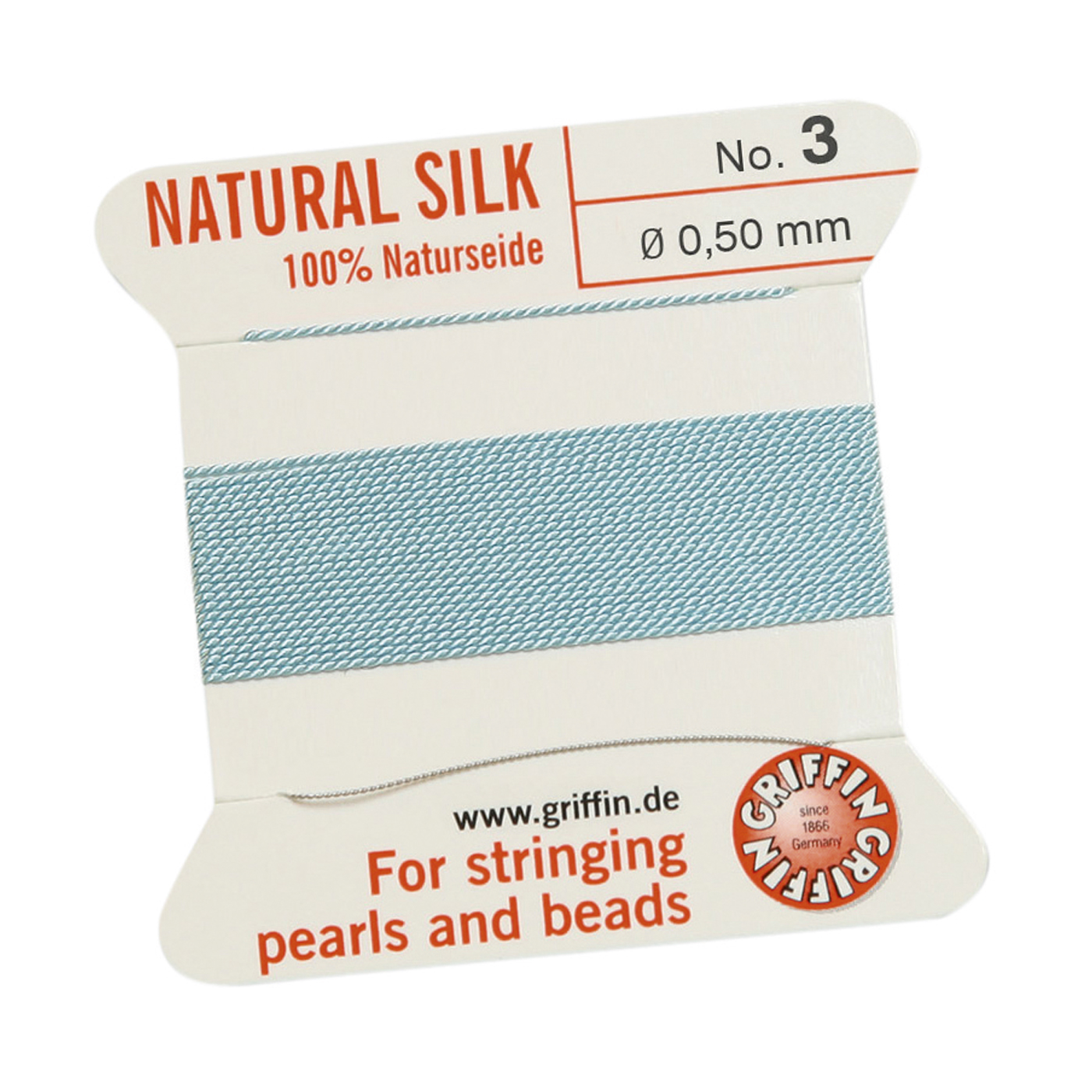 Bead Cord 100% Natur-Perlseide, türkis, Nr. 3 - 2 m