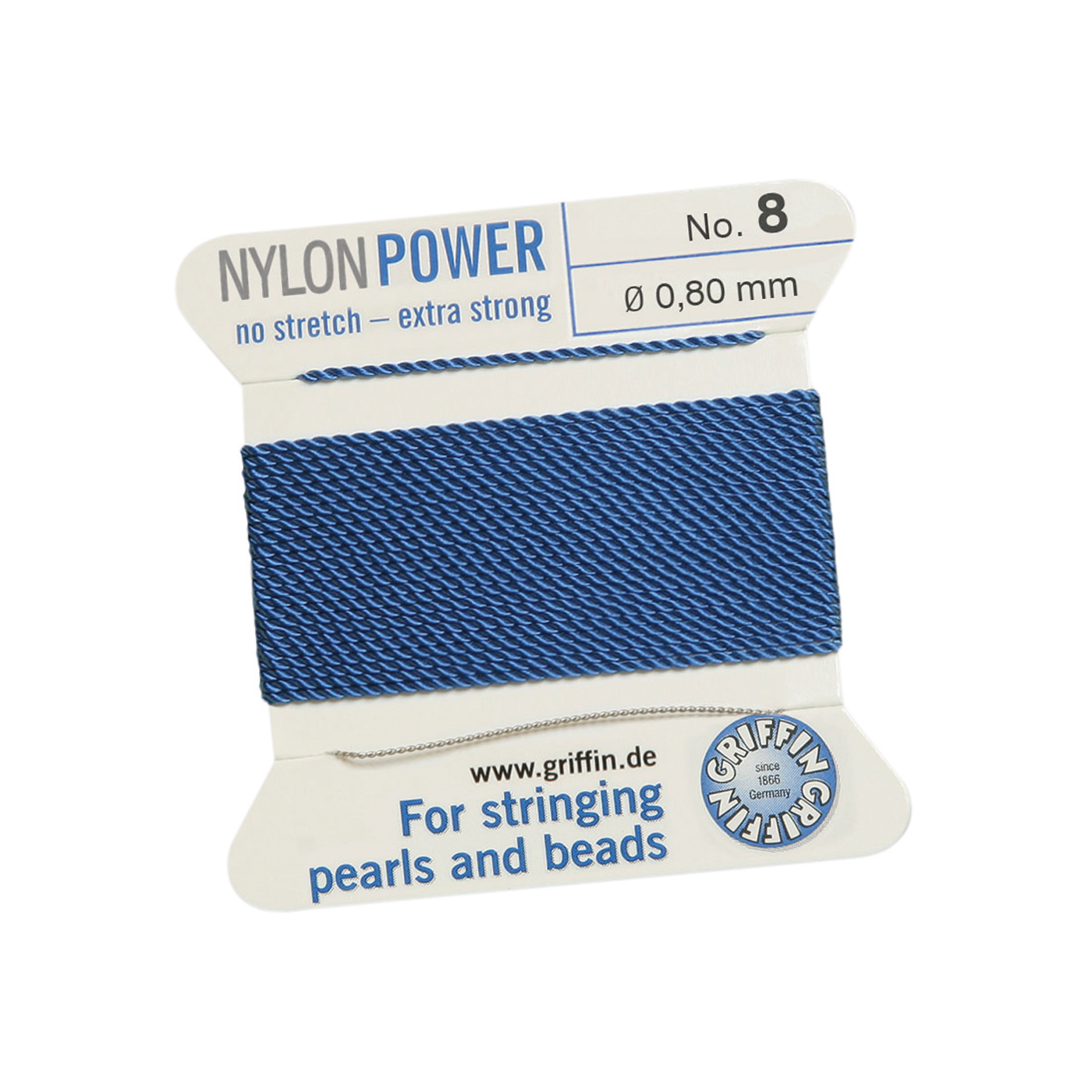 Bead Cord NylonPower, Blue, No. 8 - 2 m
