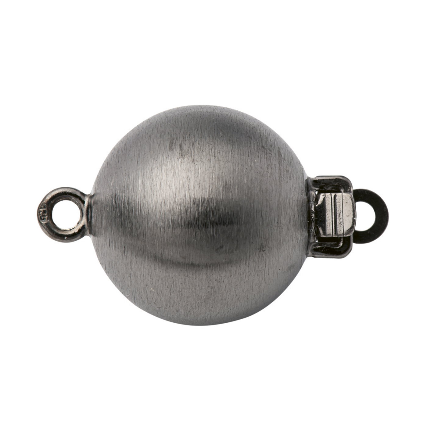 J.Köhle Schnäpperschließe, 925 Ag schwarz rhod., Kugel, ø 12 mm - 1 Stück
