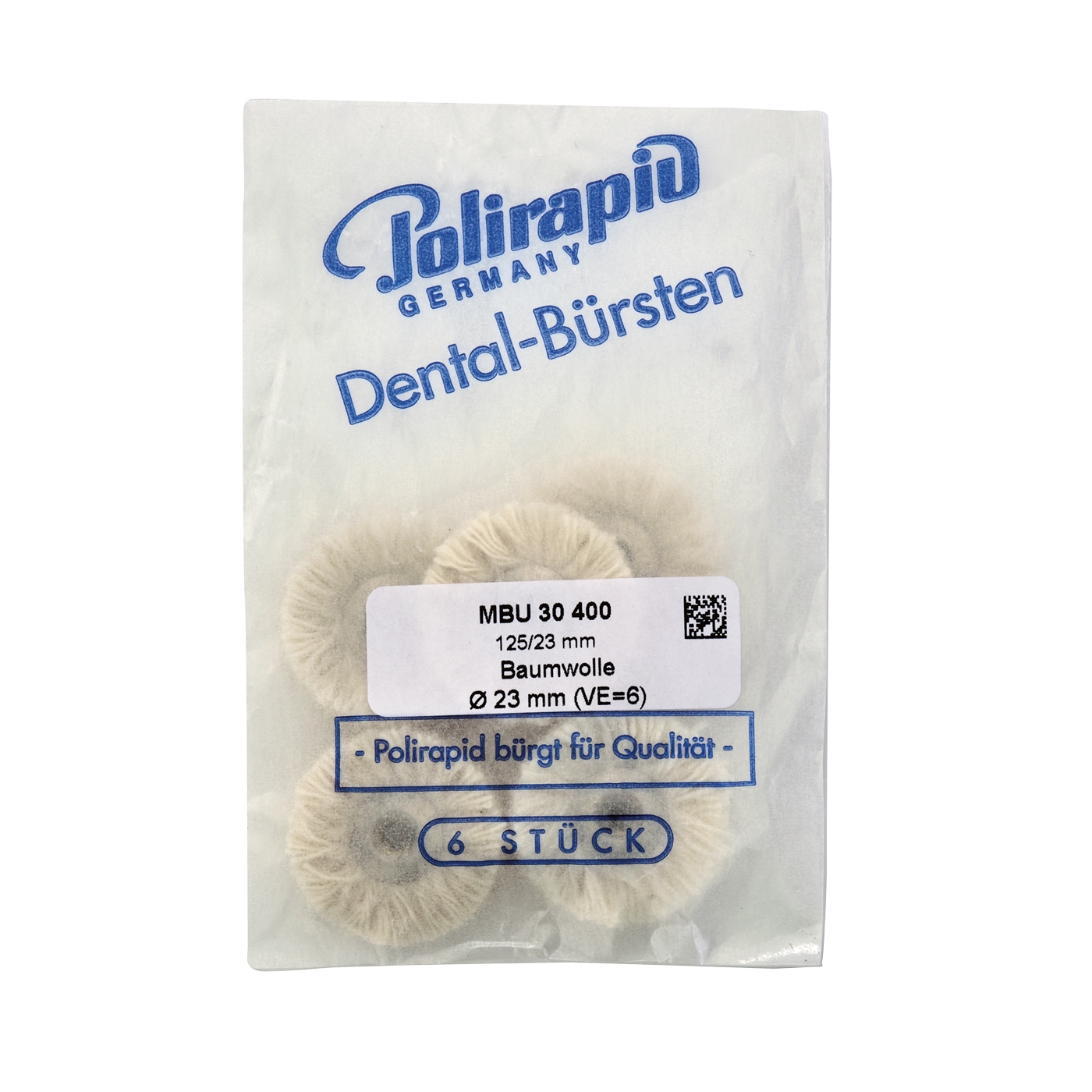 Polirapid polishing buffs, cotton yarn, white, ø 23 mm - 6 pieces Polirapid polishing buffs, cotton yarn, white, ø 23 mm - 6 pieces