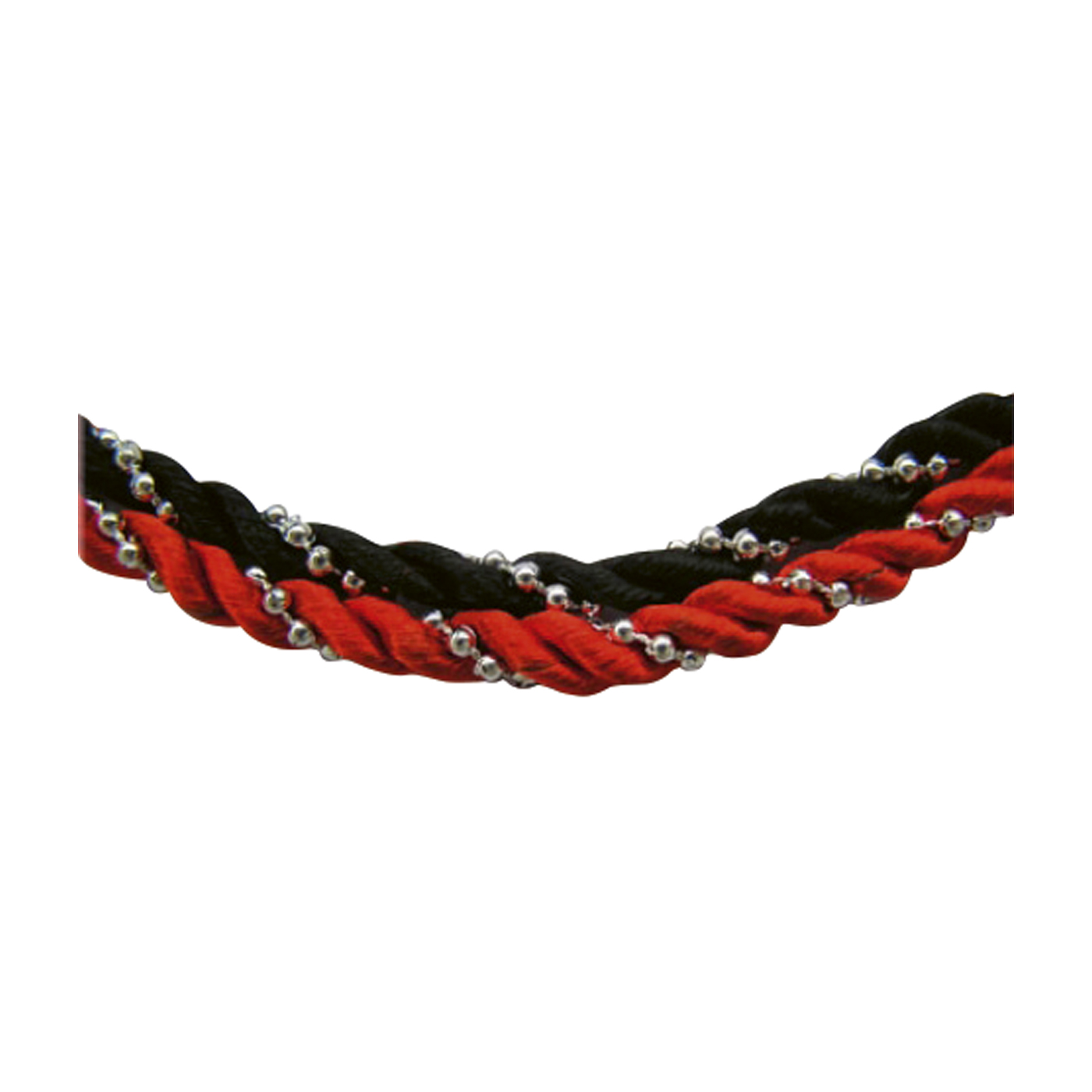 Stoffkordel rot, Kunststoff-Perlenkette, Metalllegierung - 1 Stück Stoffkordel rot, Kunststoff-Perlenkette, Metalllegierung - 1 Stück