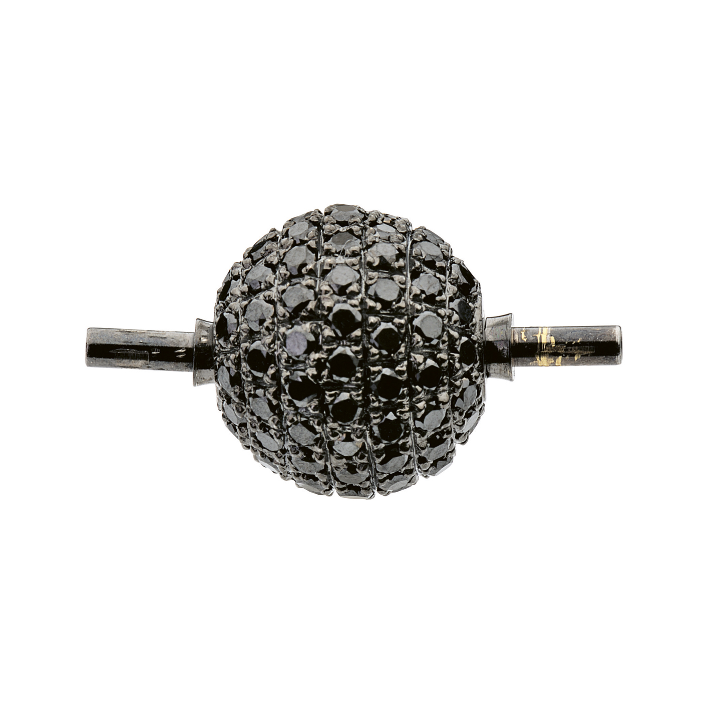 Changeable Clasp, Ball, 750WG, ø 10 mm, with Diamonds Black - 1 piece