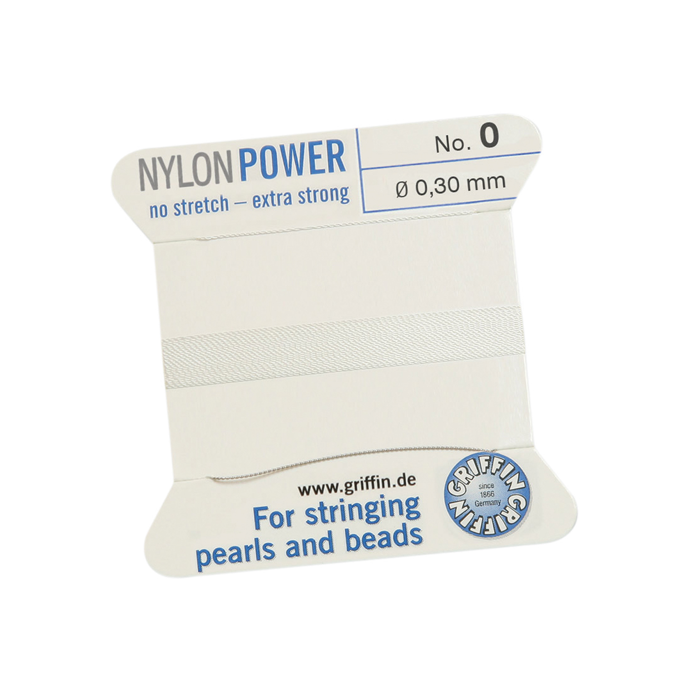 Bead Cord NylonPower, White, No. 0 - 2 m