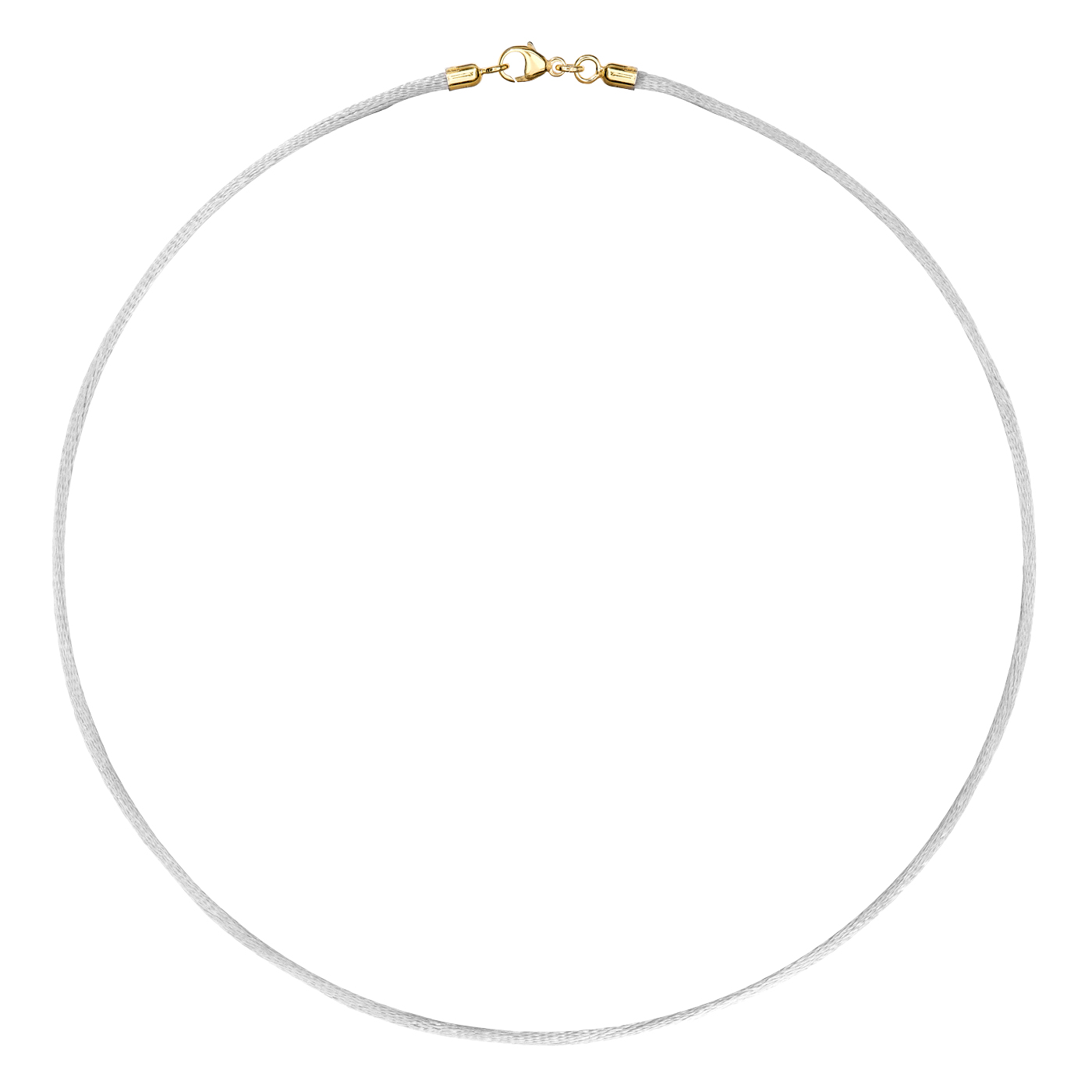 Satinband, 42 cm, ø 2 mm, weiß, mit Karabiner 925 Ag verg. - 42 cm