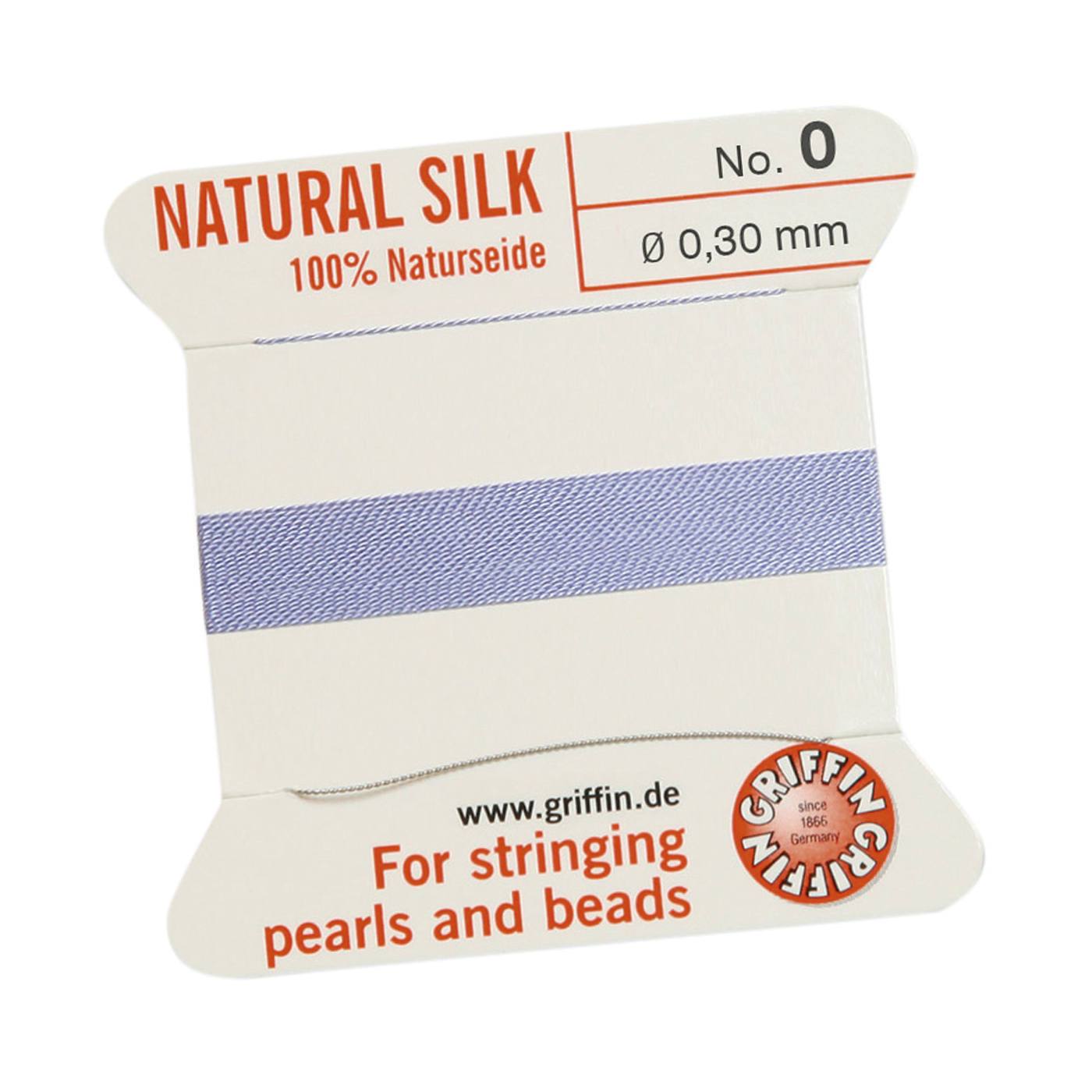 Bead Cord 100% Natural Silk, Violet, No. 0 - 2 m