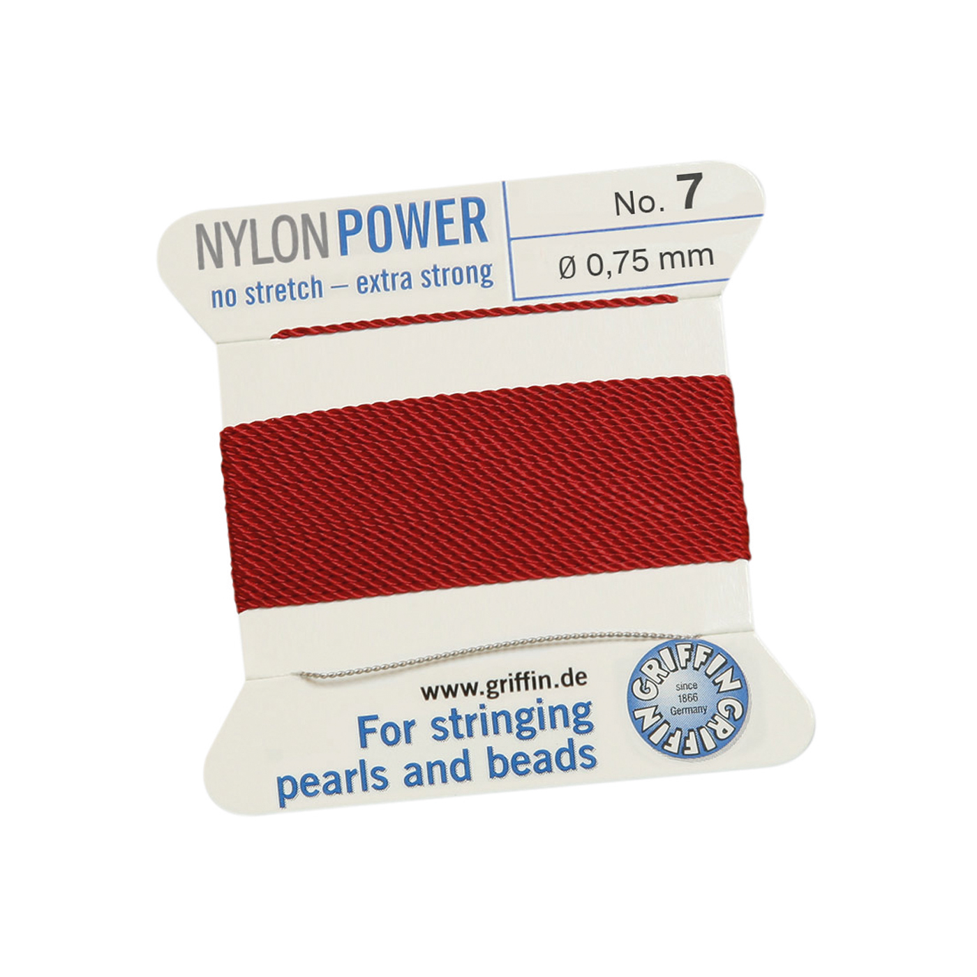 Bead Cord NylonPower Perlseide, granatrot, Nr. 7 - 2 m