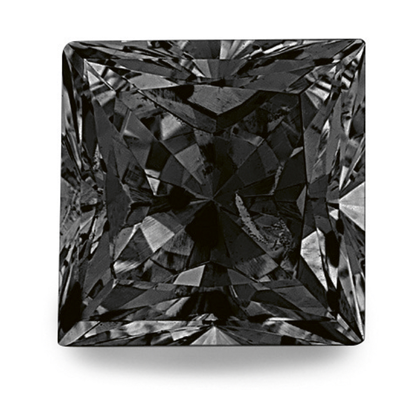 Zirkonia, carré, facettiert, schwarz, 2 x 2 mm - 1 Stück