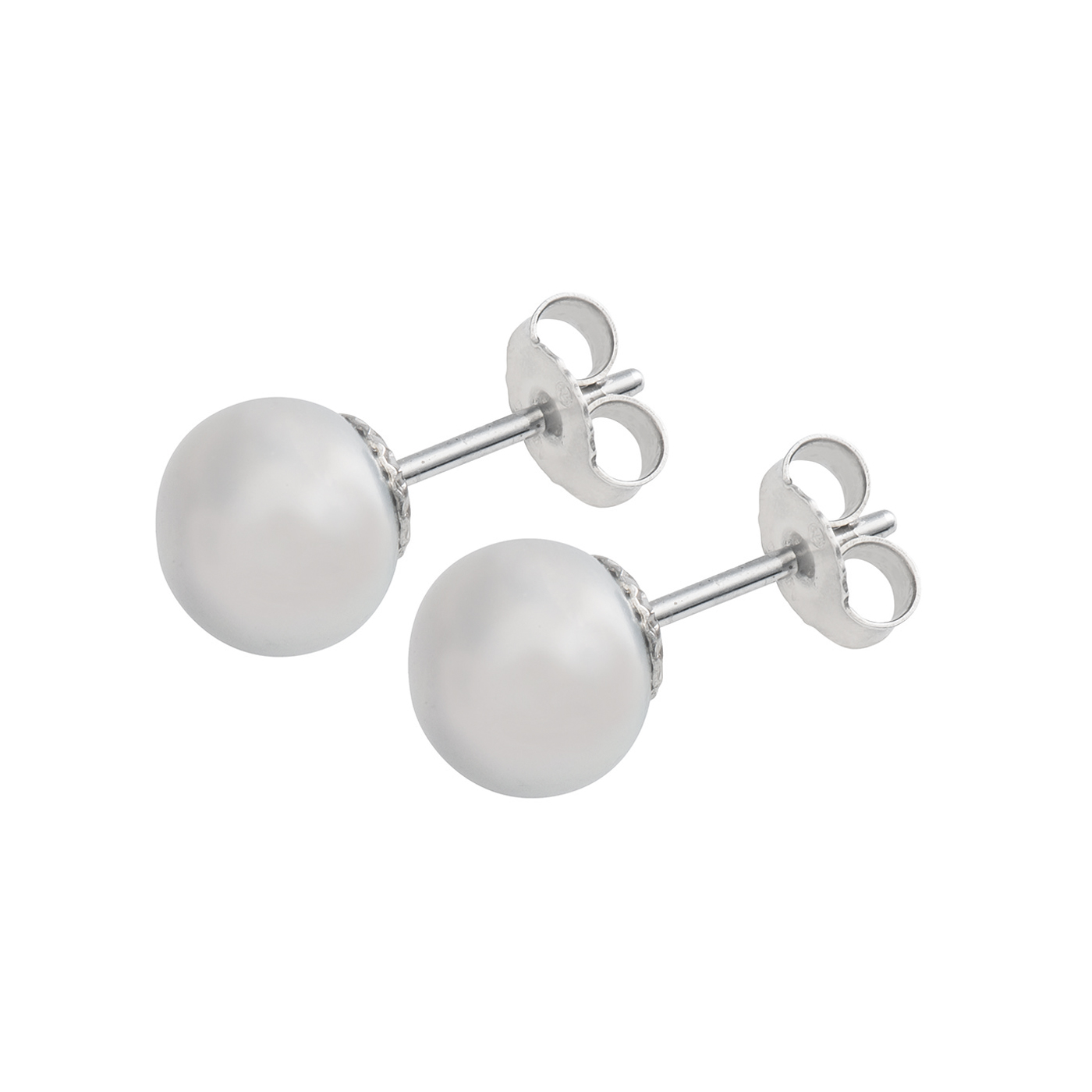 Earrings Freshwater Pearls Silver, 925Ag, Pearl-ø 8-9 mm - 1 pair