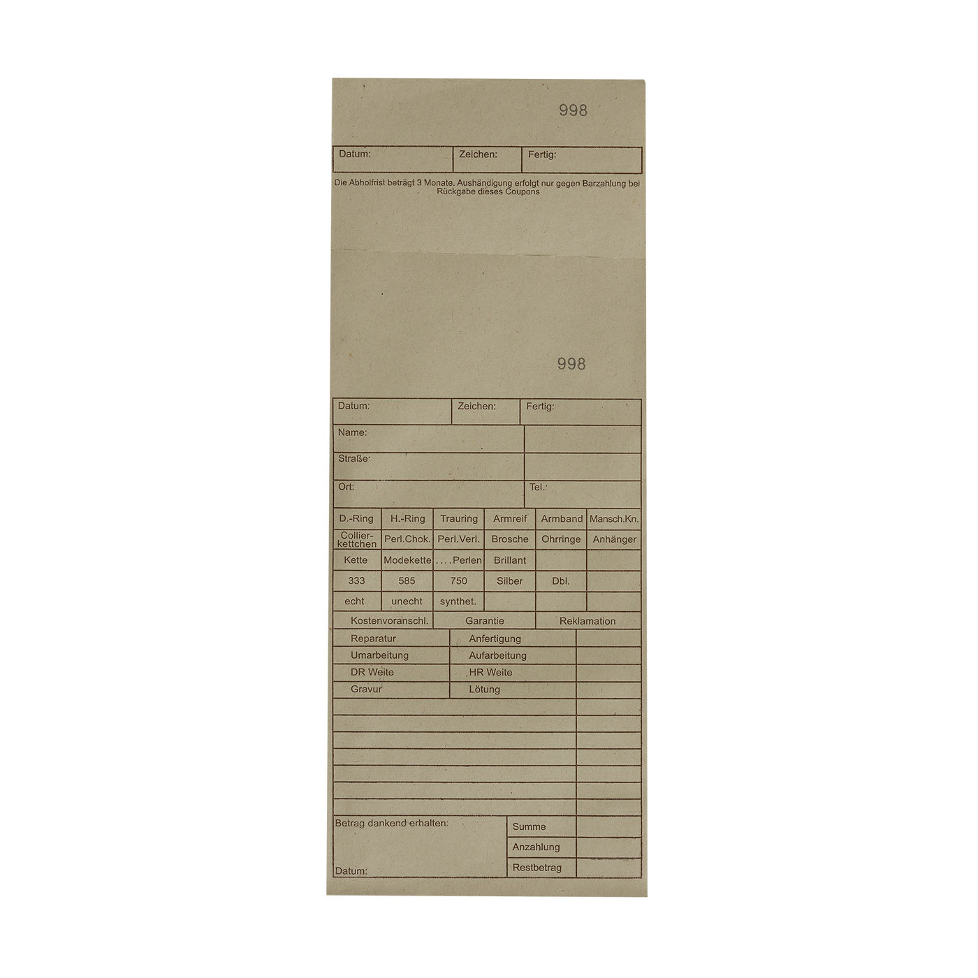 Repair Envelopes, No. 1-1000 - 1000 pieces