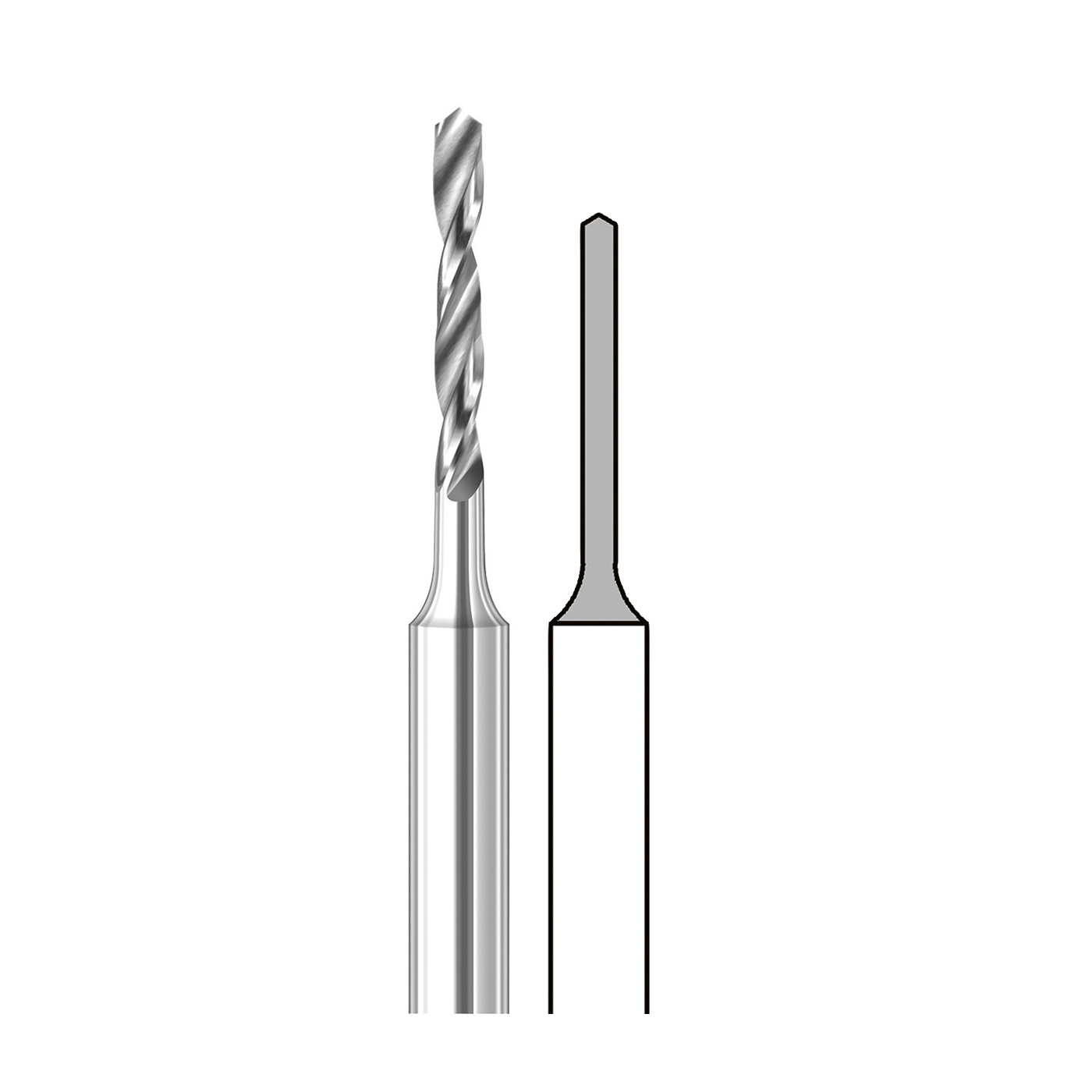 TC Spiral Drill, Fig. 4203S, ø 0.8 mm - 2 pieces